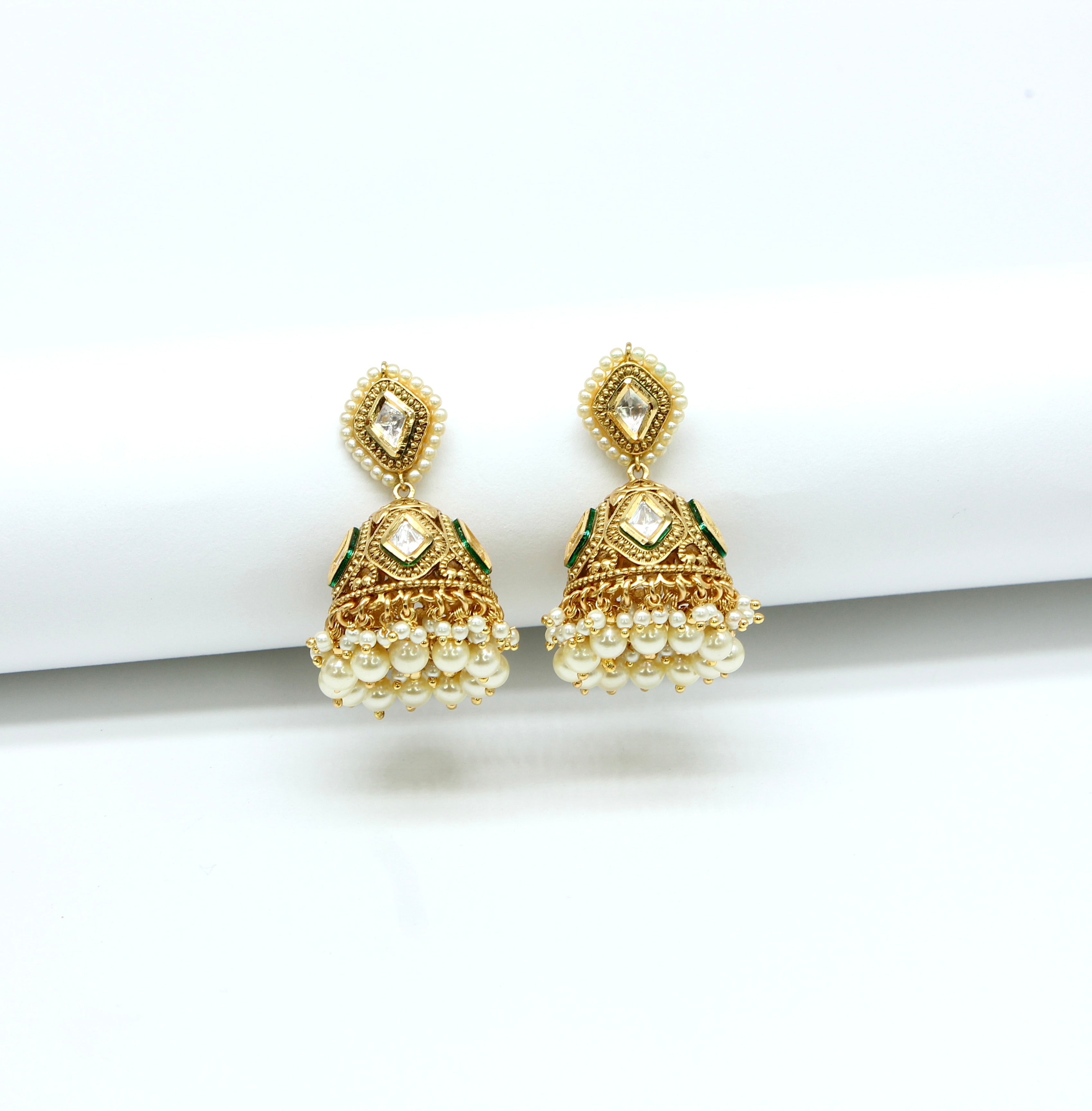 Ira – Kundan Pearl Drop Jhumka