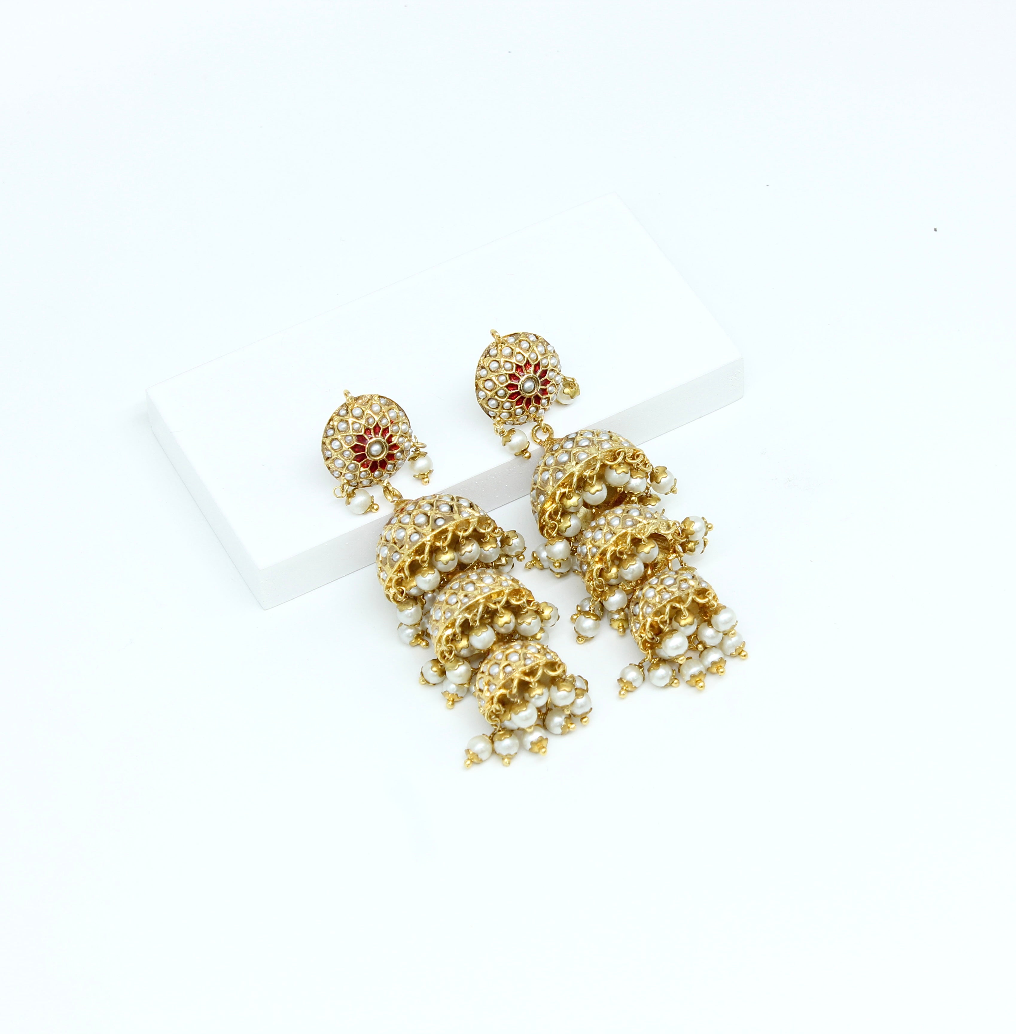 Devika – Multitiered Jadau Pearl Jhumka