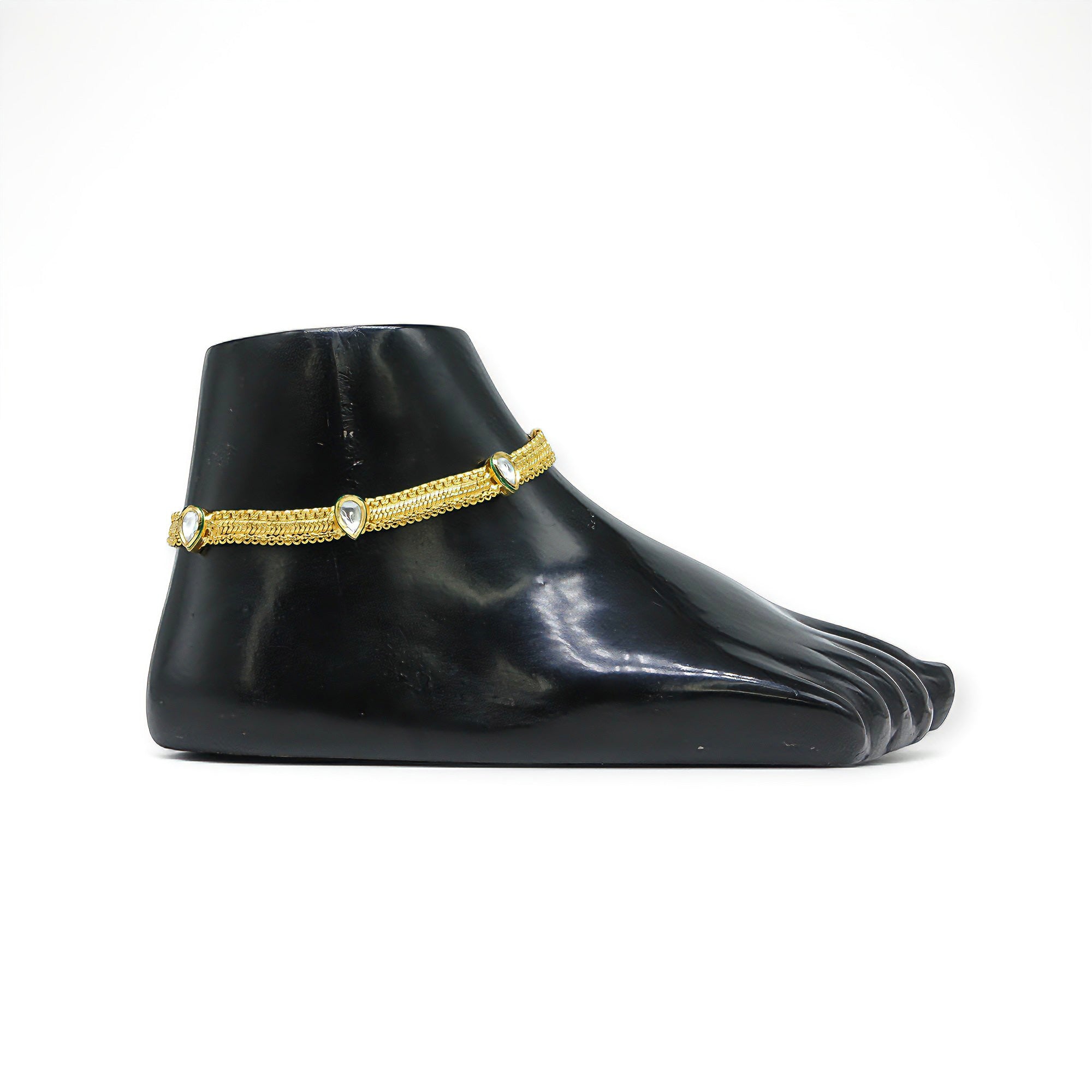 Tara – Teardrop Kundan Anklet Pair