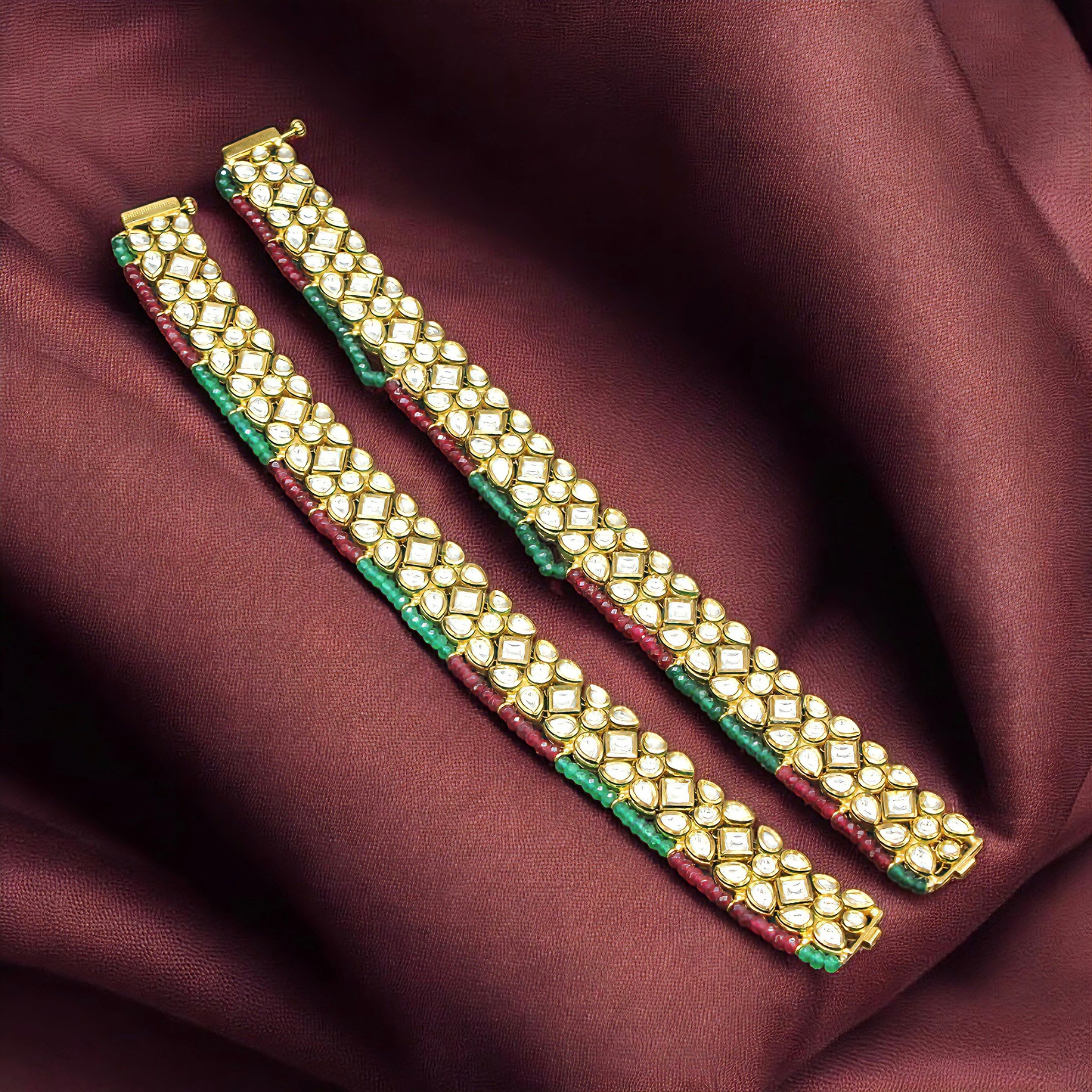 Varnika – Royal Bloom Kundan Anklet Pair