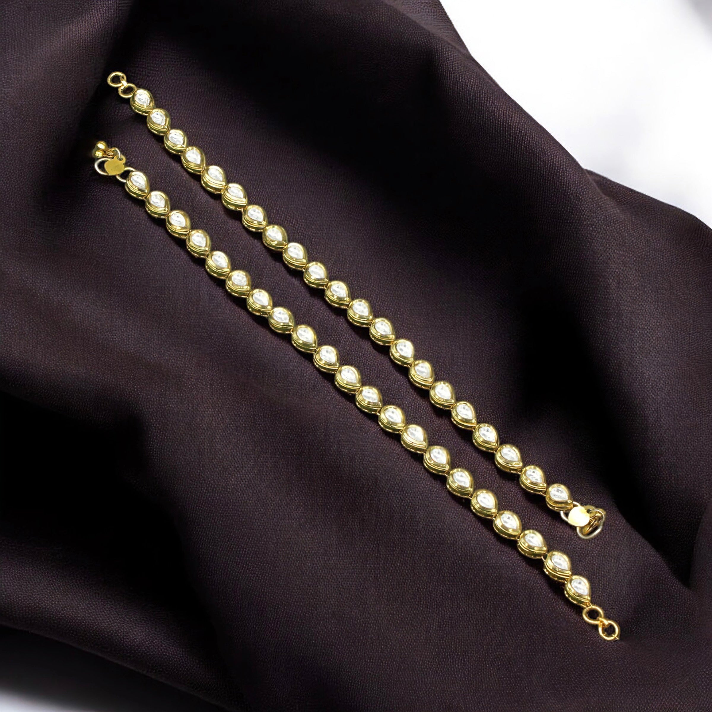 Roshni – Teardrop Kundan Anklet Pair