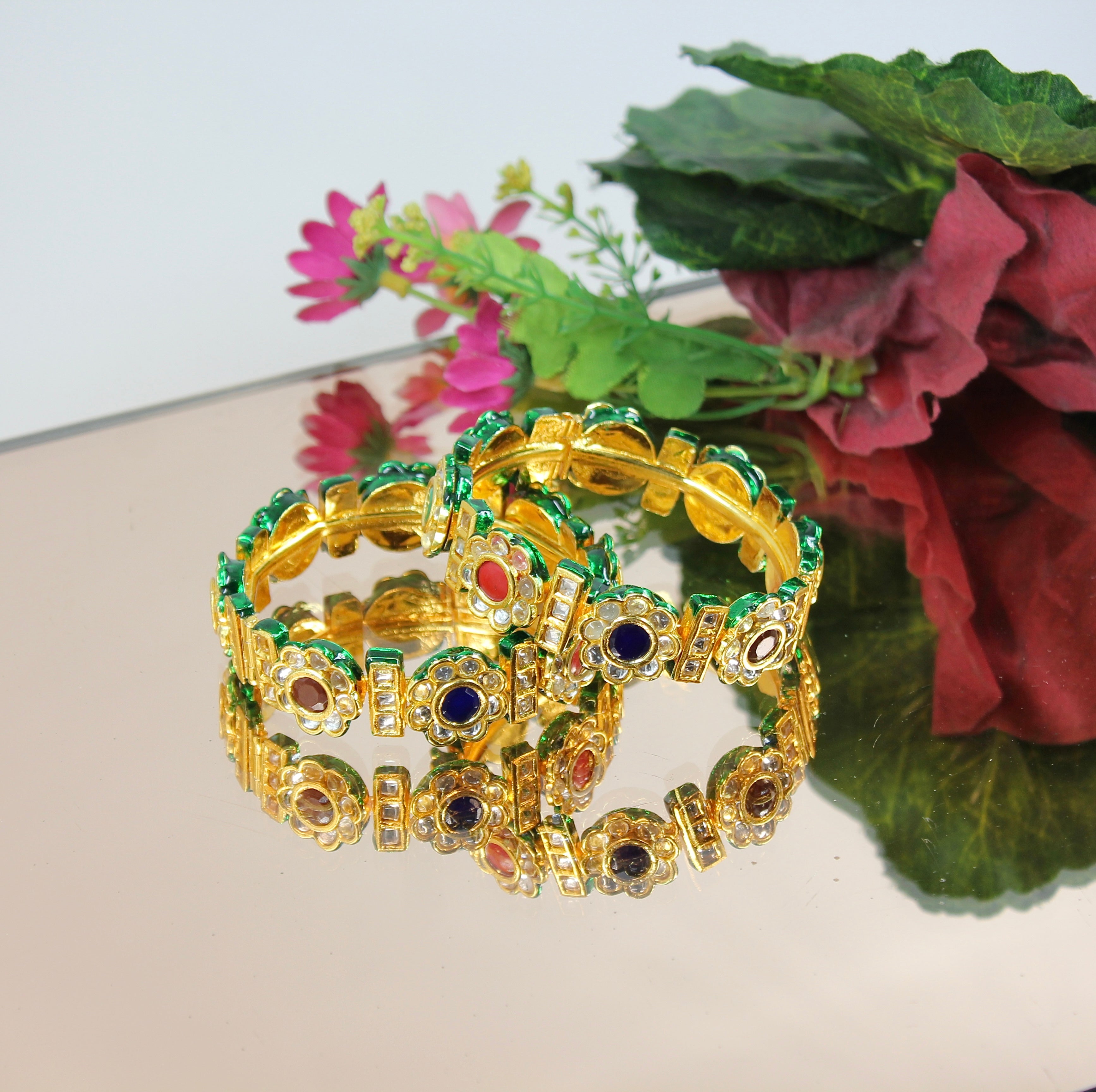 Rangrekha - Openable Floral Gem Bangles
