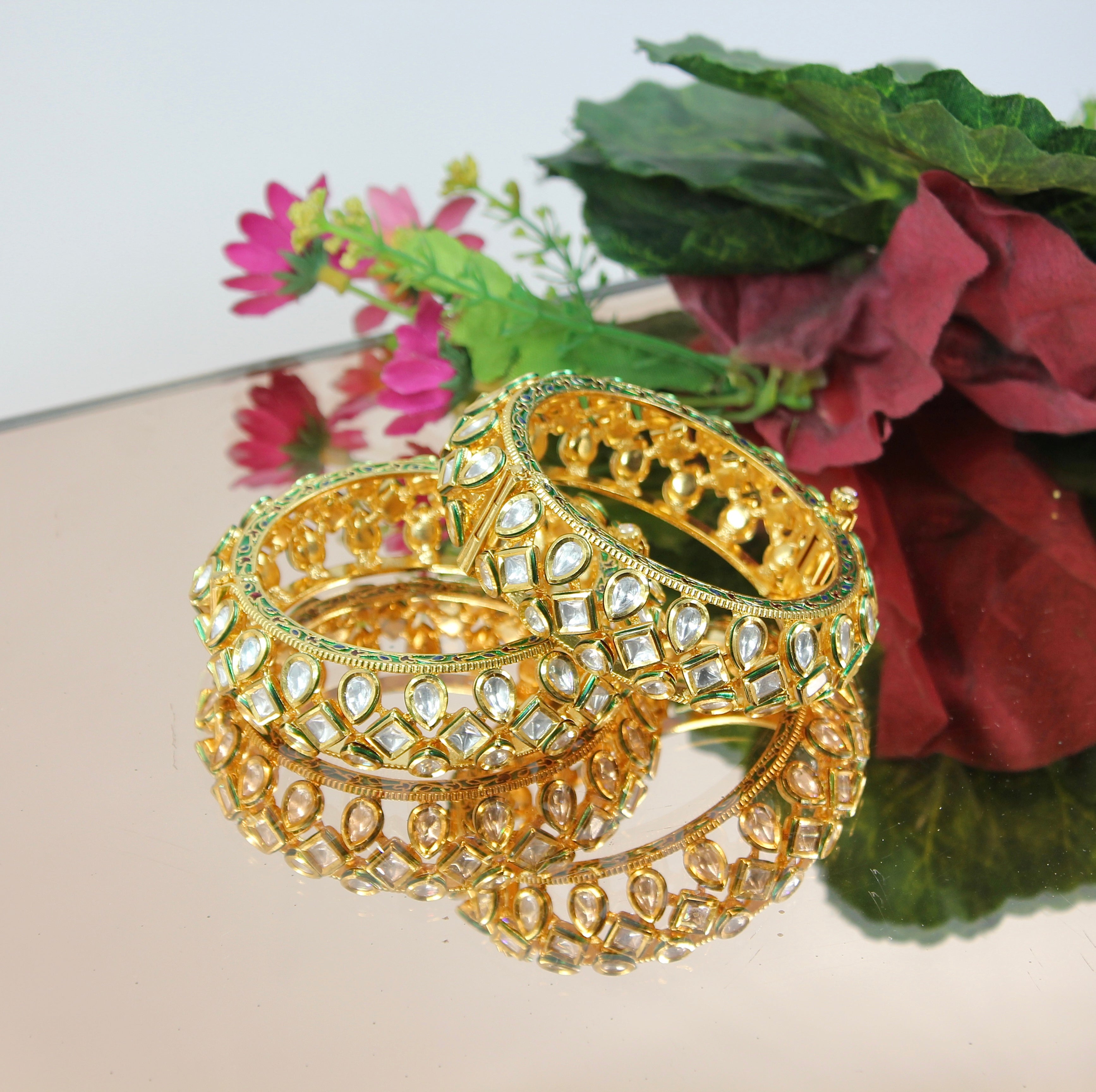 Tavira – Enamel-Edged Openable Kundan Bangles