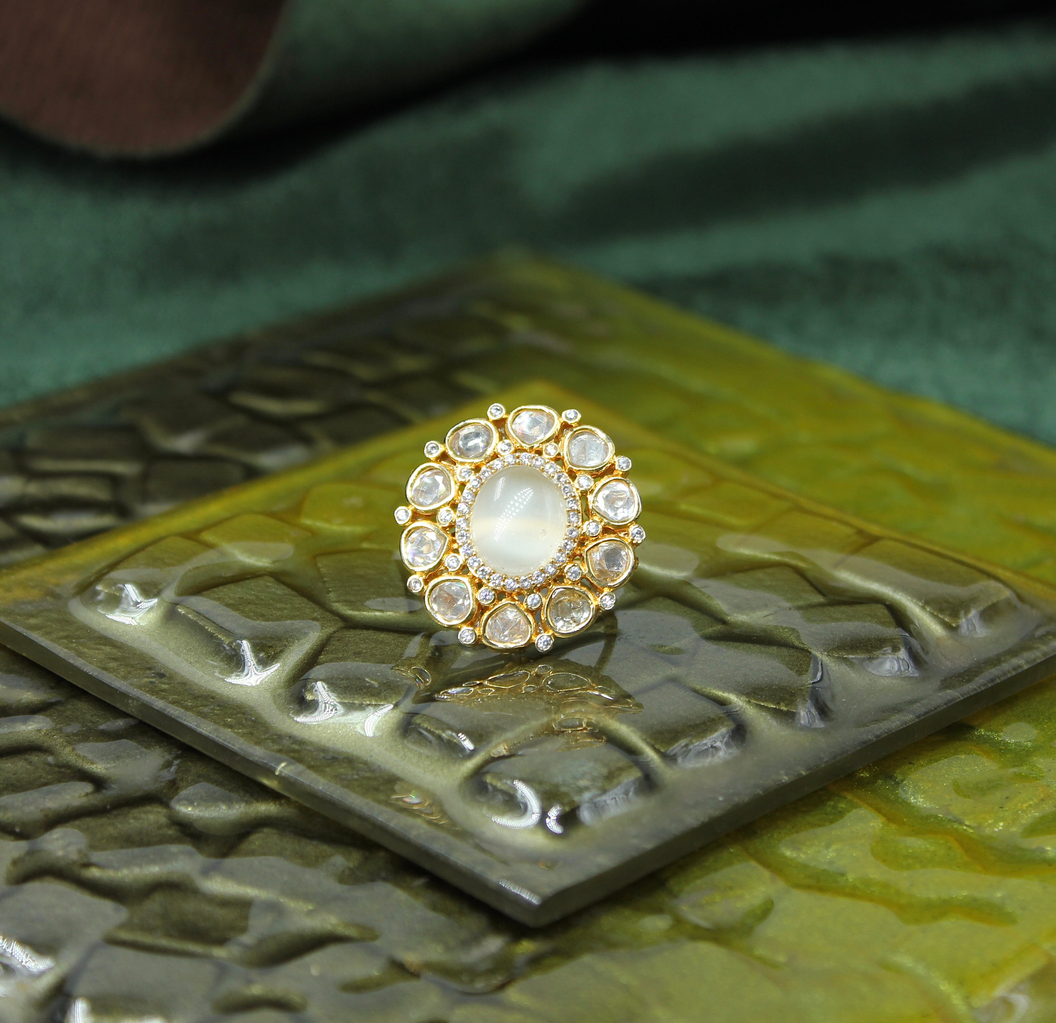 Chandrika – Moonlit Glow Kundan Ring