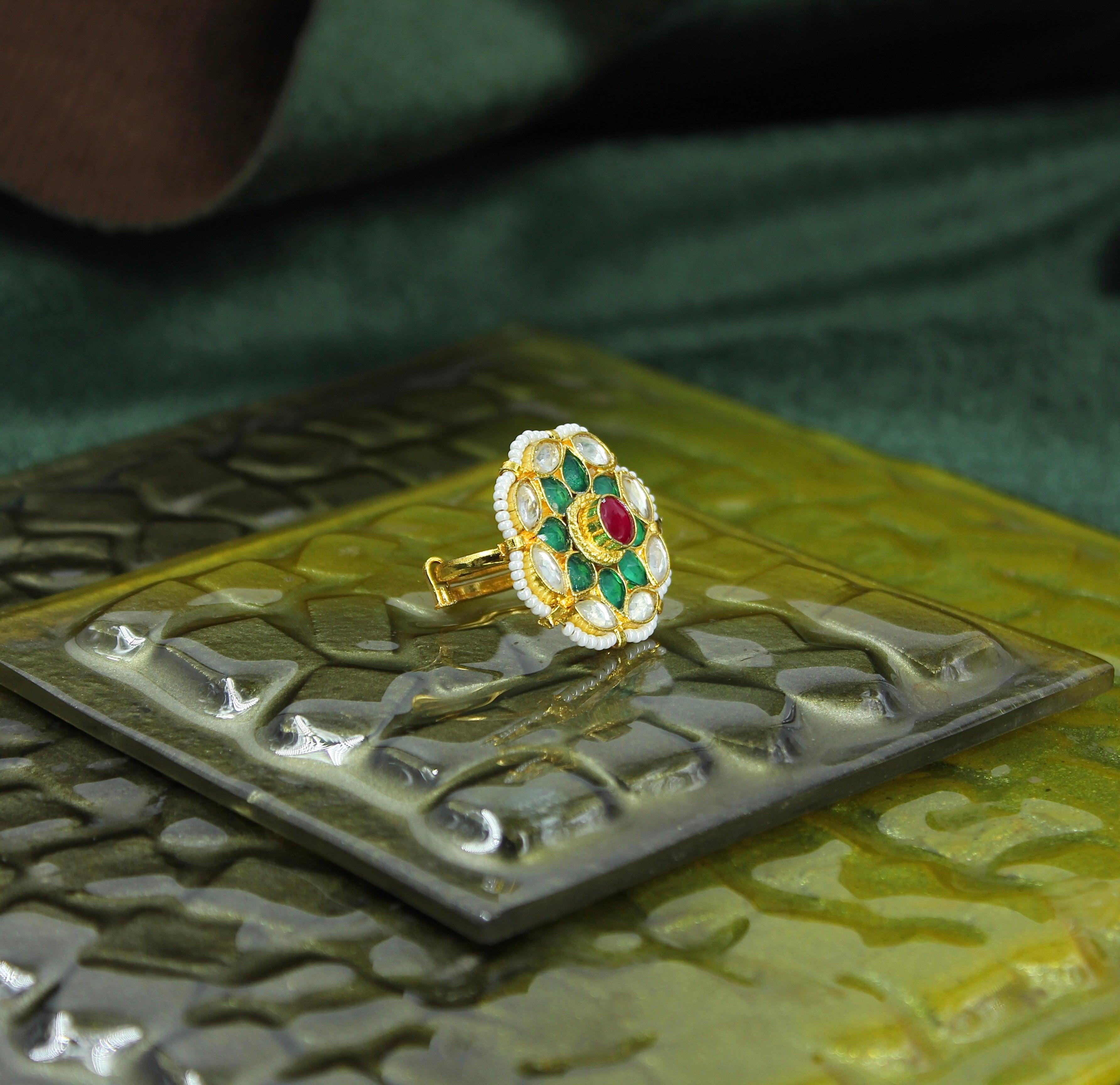 Amritika – Blooming Grace Kundan Ring