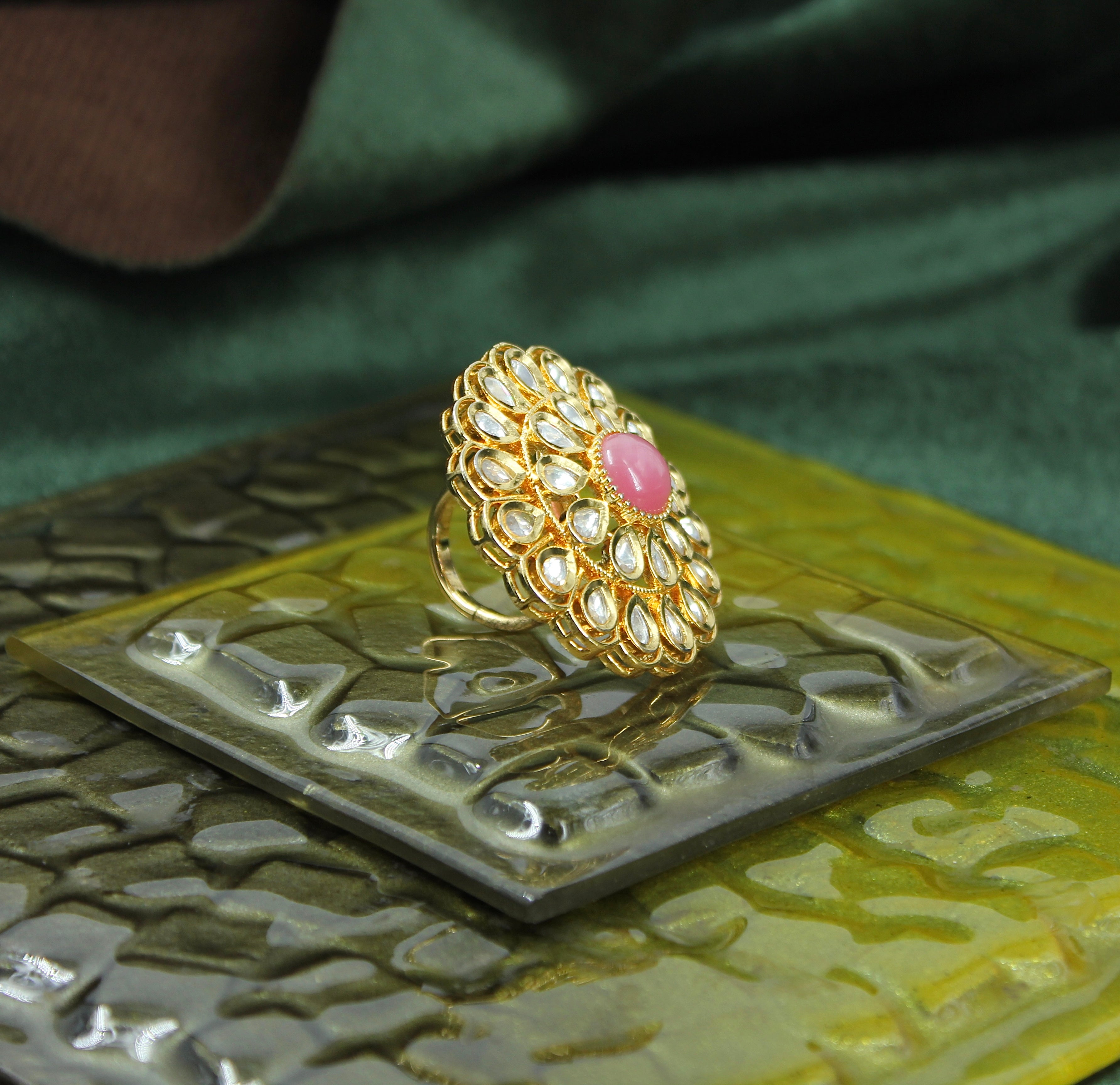 Manorama – Blush Bloom Kundan Ring