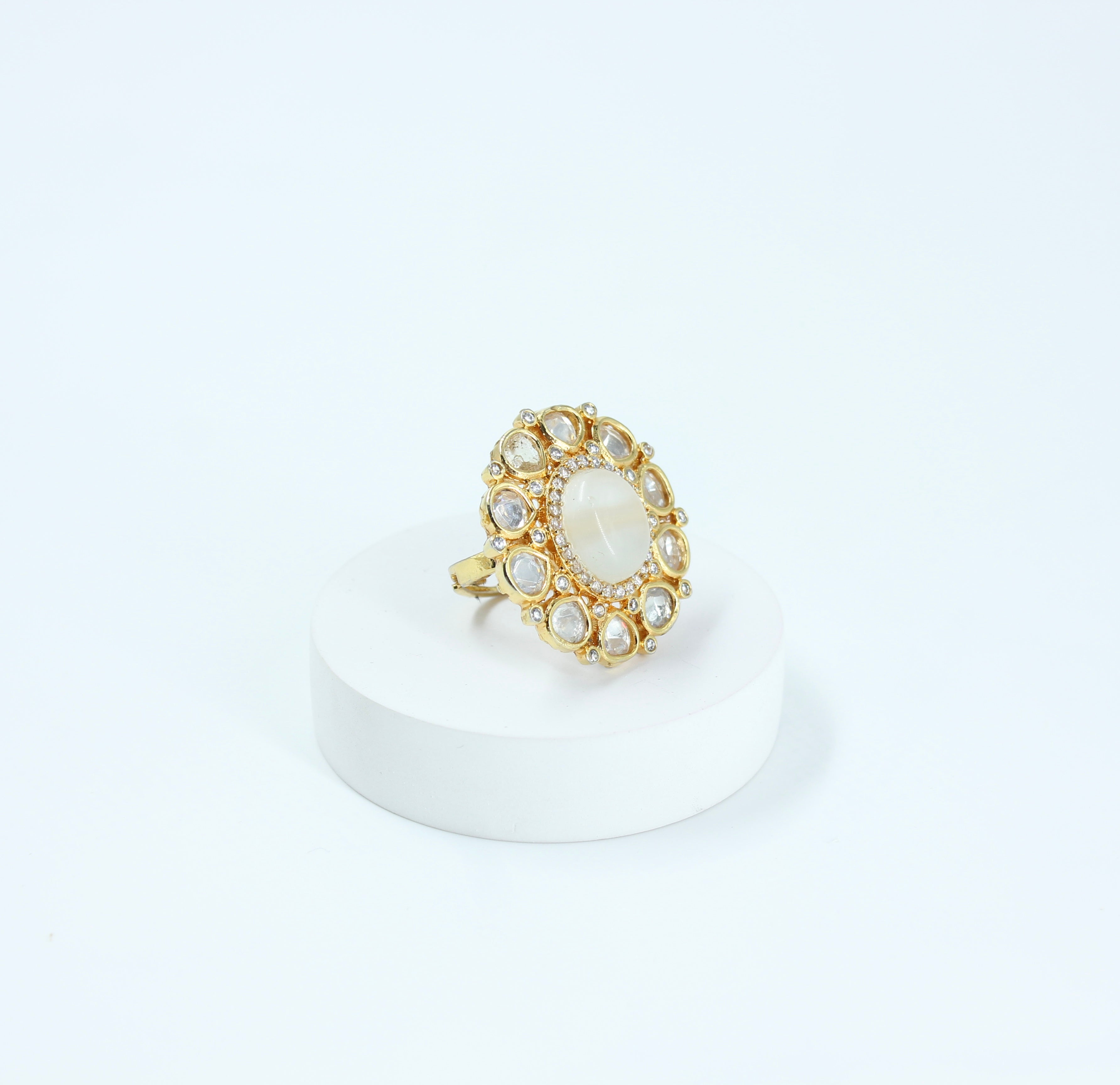Chandrika – Moonlit Glow Kundan Ring