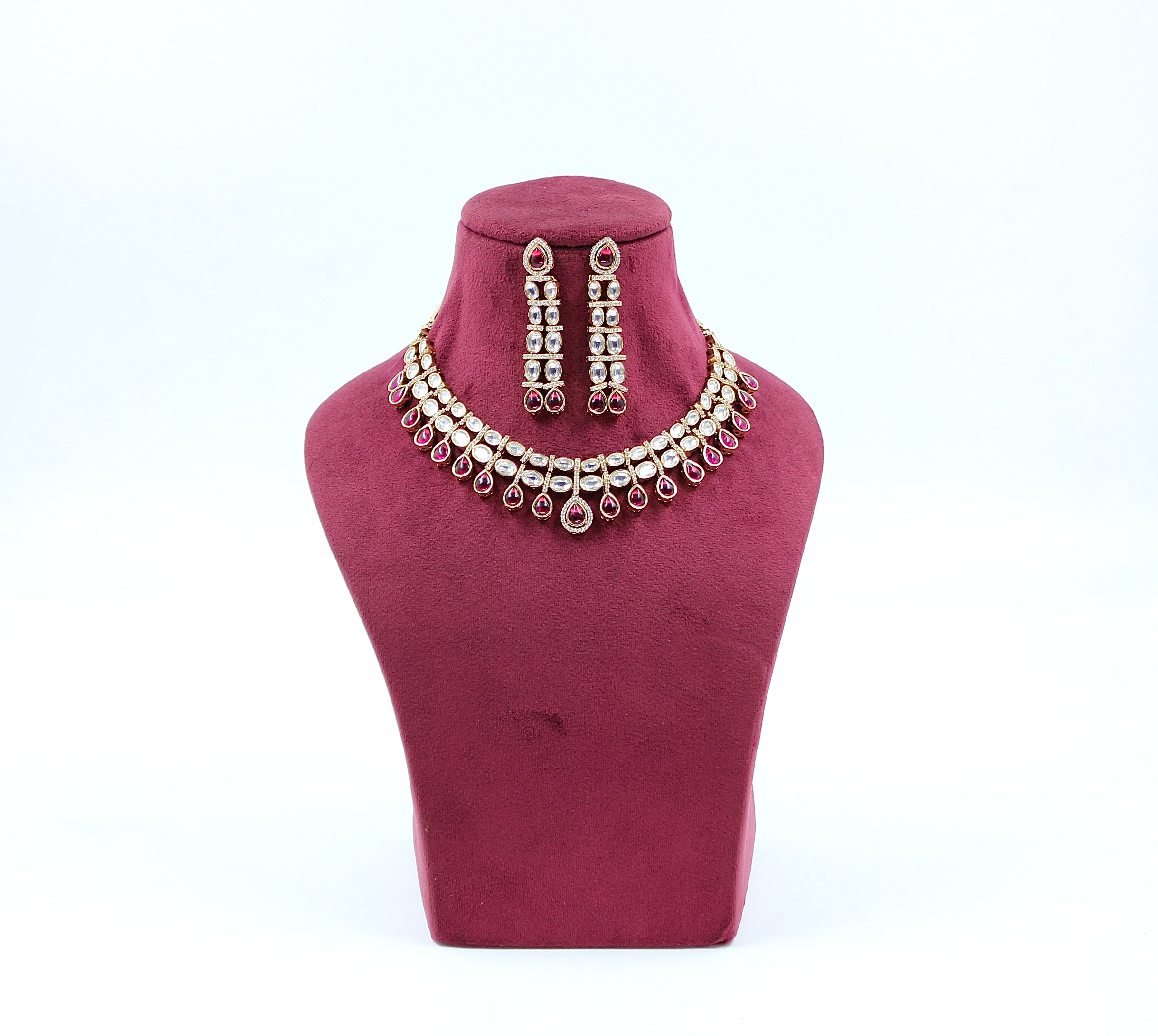 Ritika – Ruby Drop Polki Necklace Set
