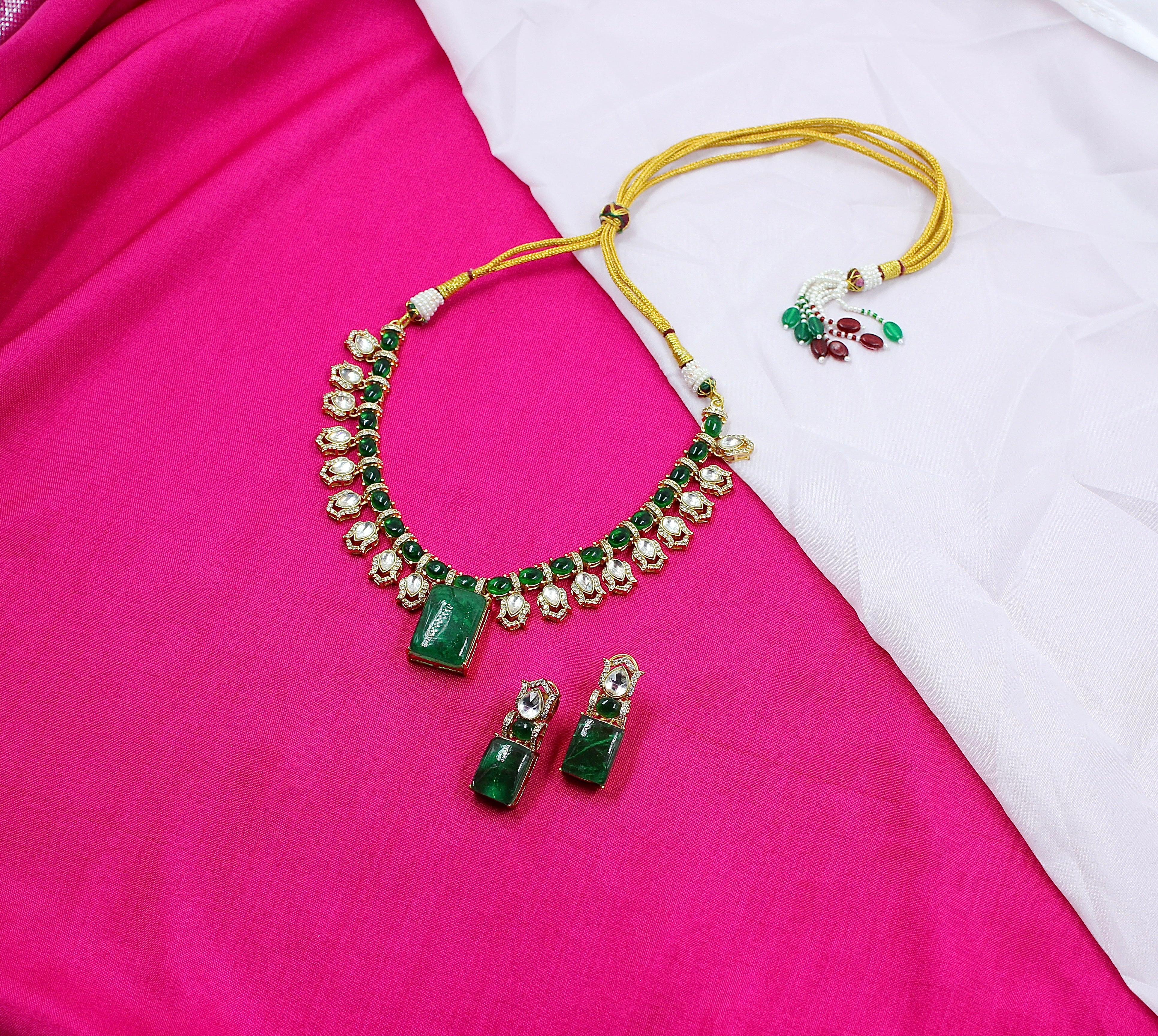 Vyanika – Heritage Green Polki Necklace Set