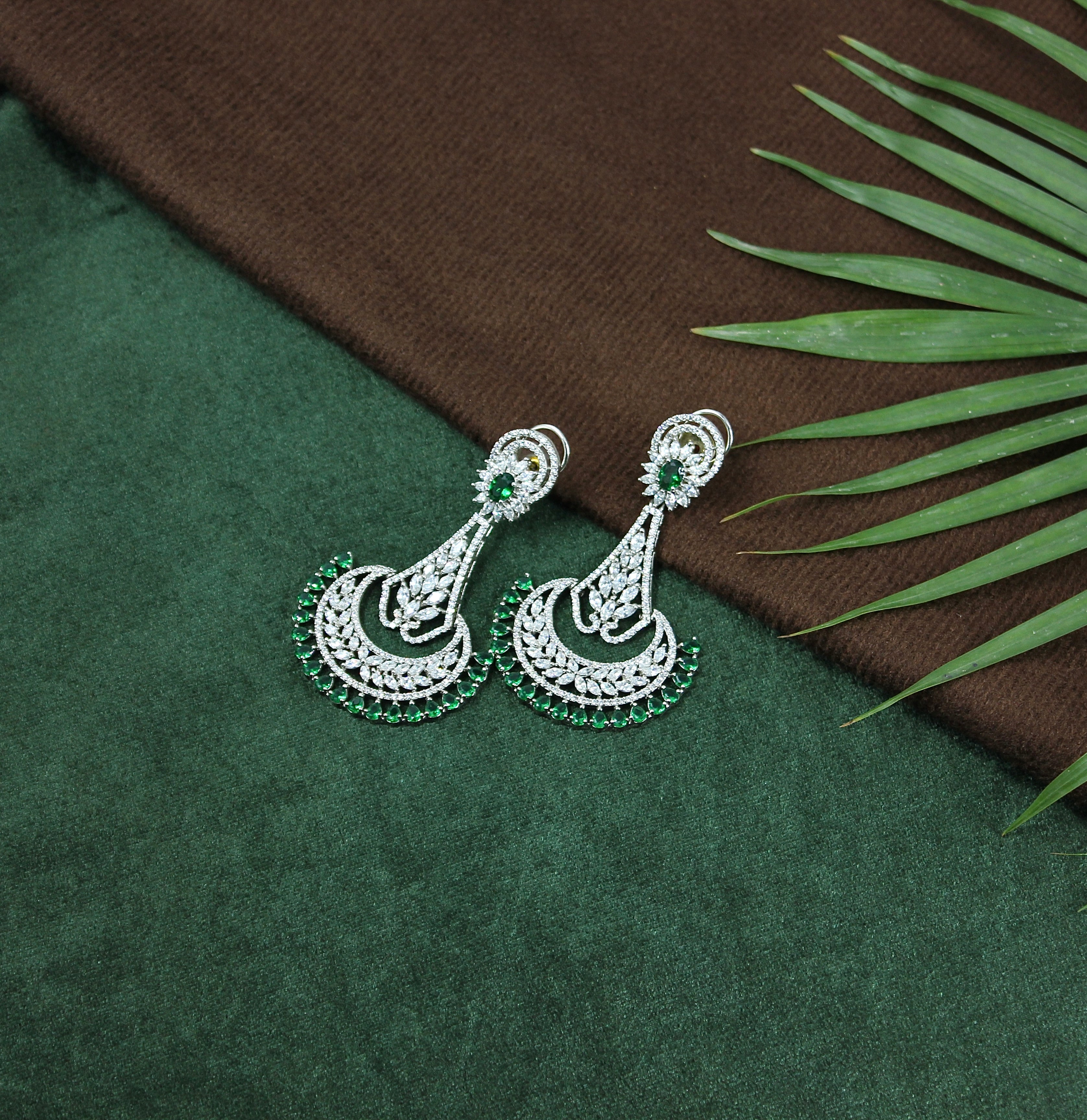 Anvika Emerald Crescent Earrings