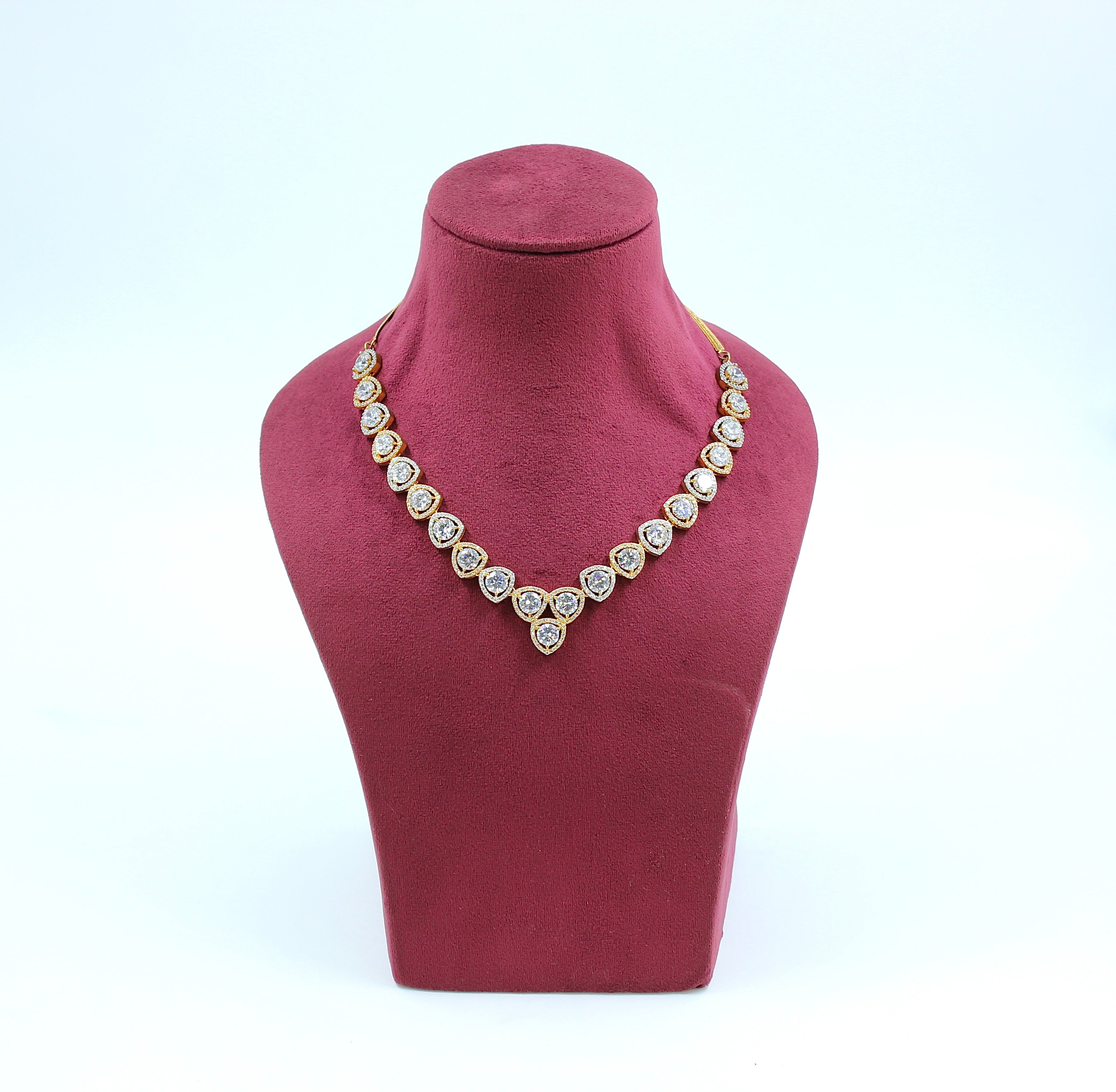 Saanvika – Teardrop Elegance American Diamond Necklace Set