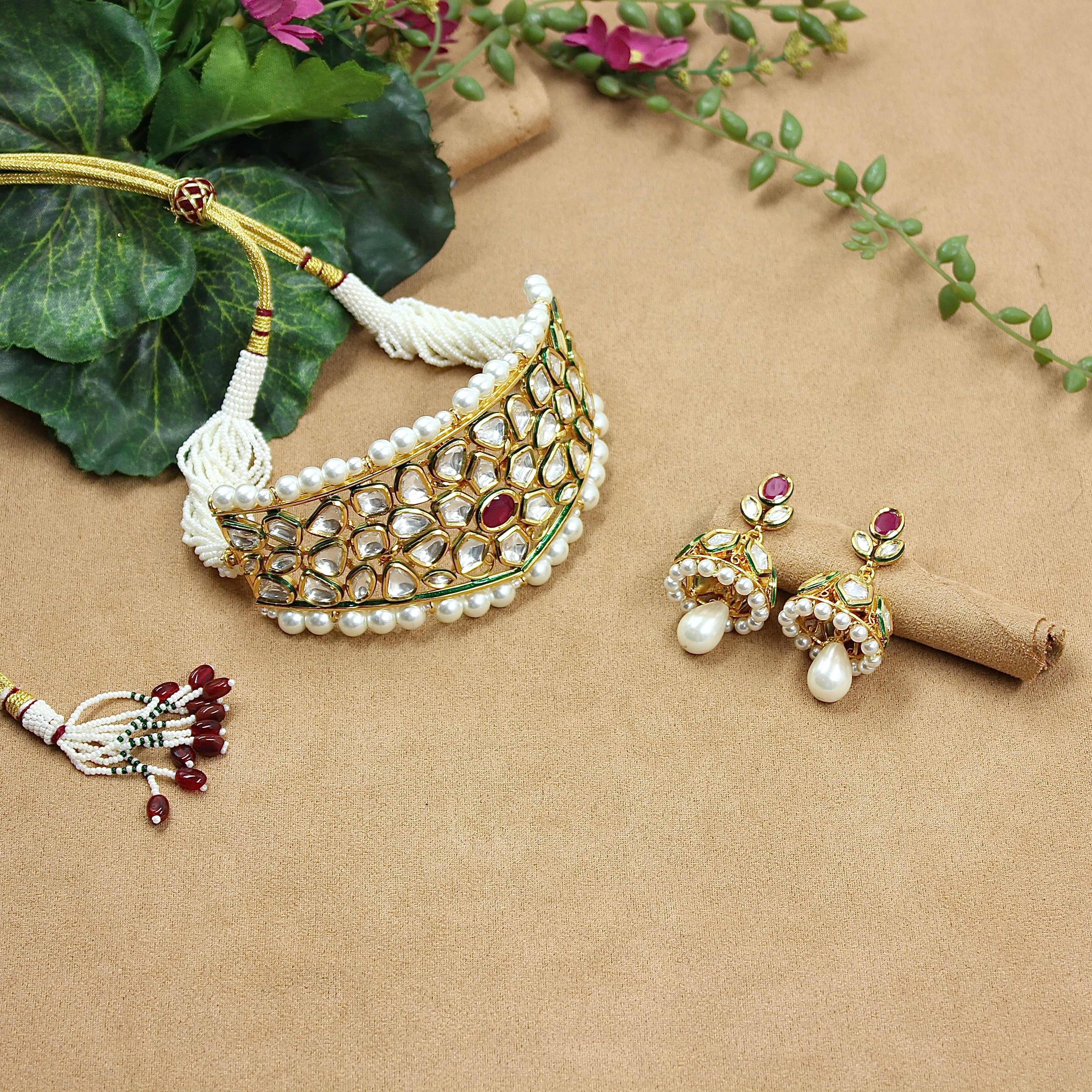 Samaira – Regal Pearl Polki Choker Set