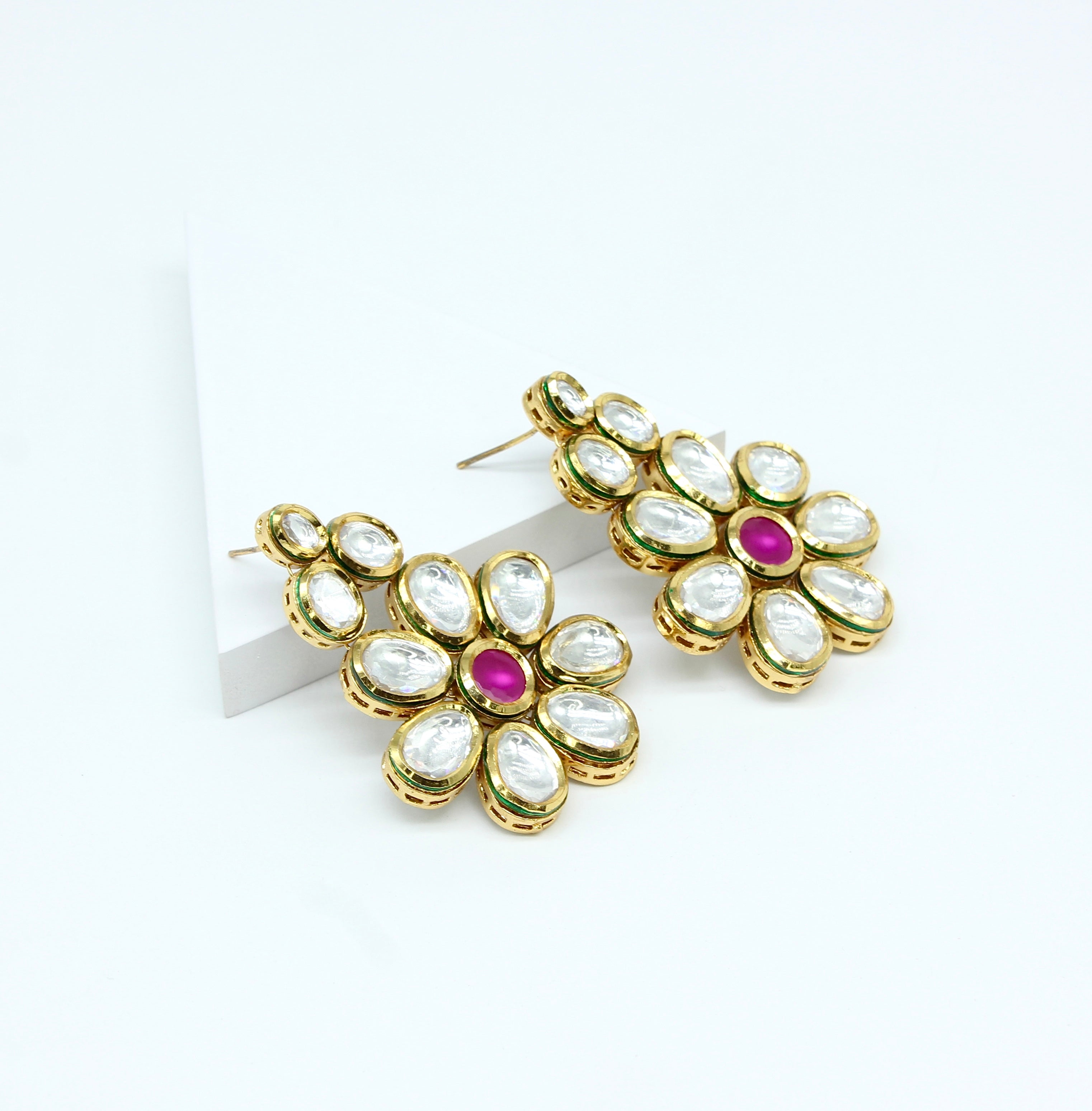 Gulnaaz – Floral Kundan Earrings