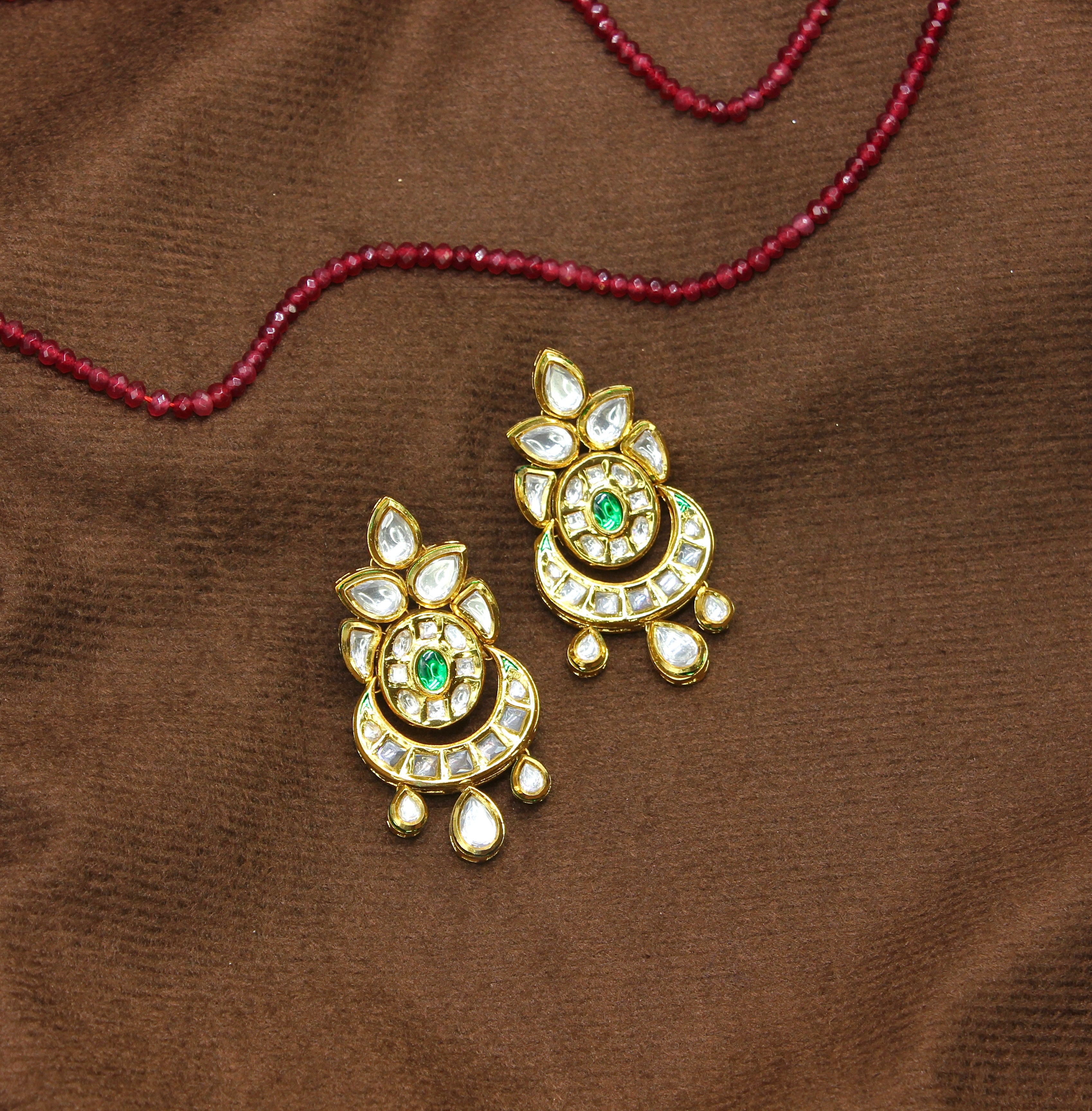 Zaina – Crescent Kundan Earrings