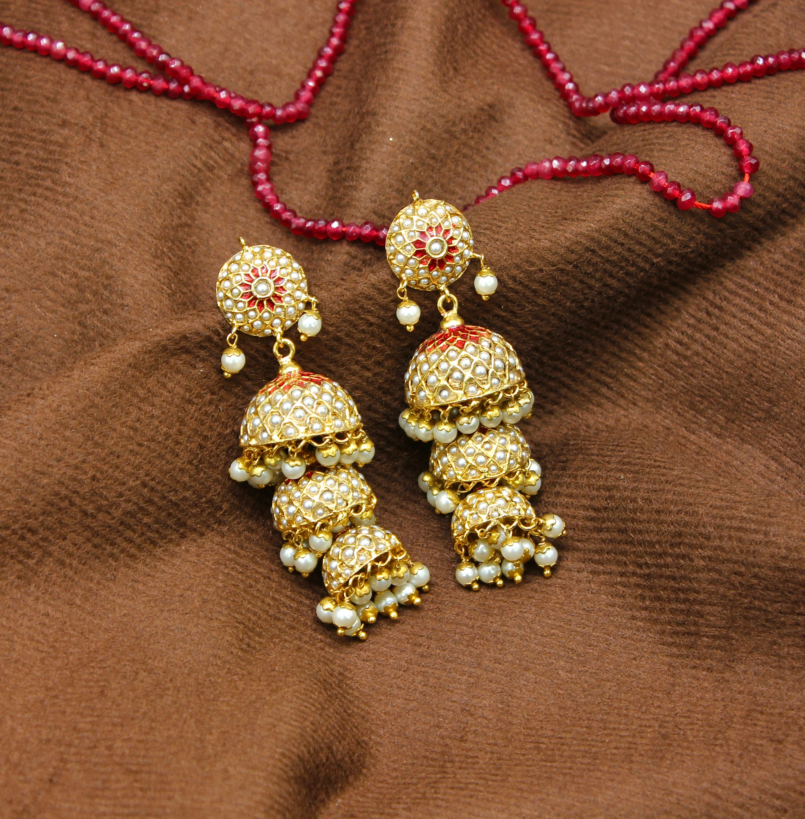 Devika – Multitiered Jadau Pearl Jhumka