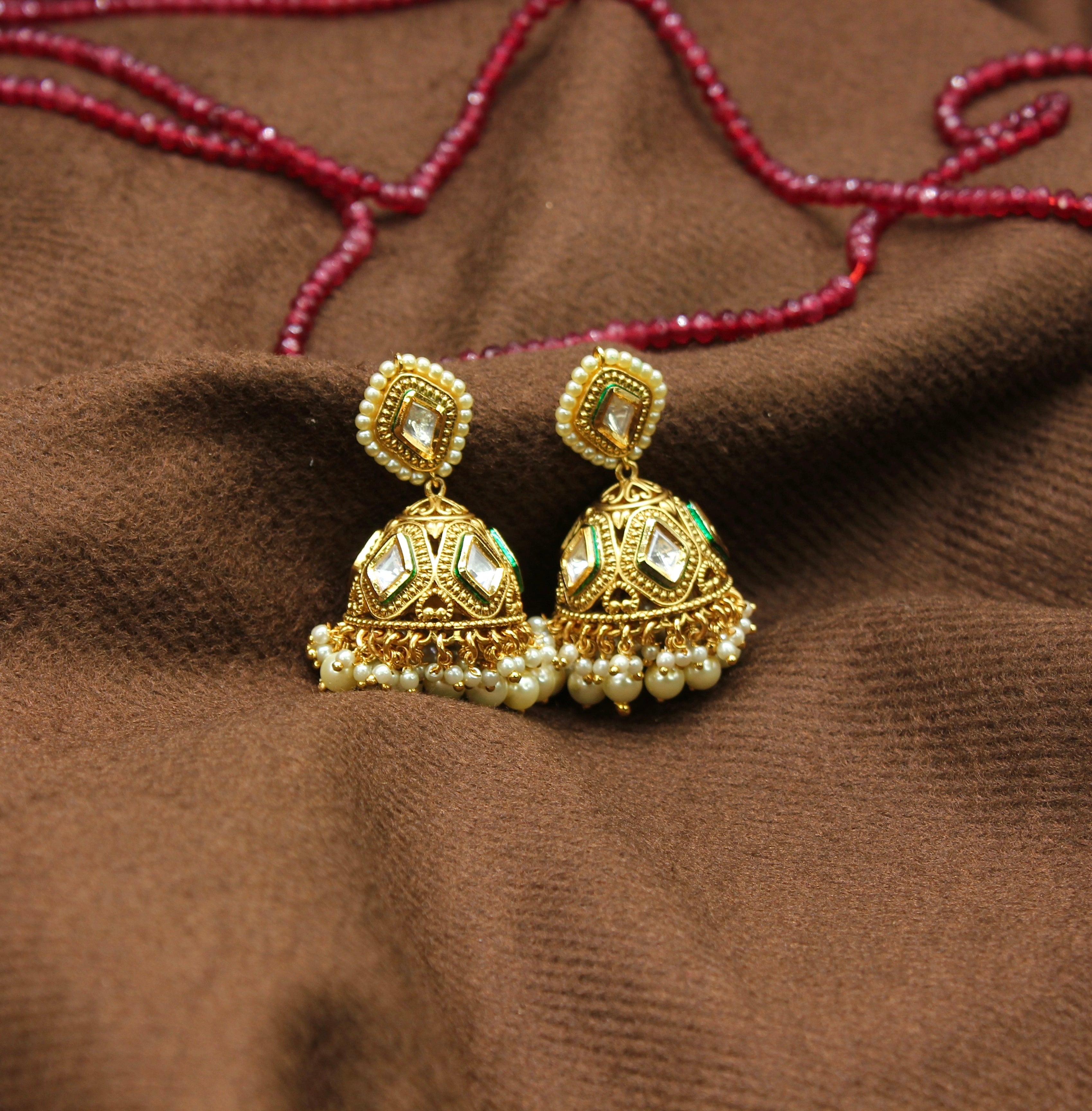 Ira – Kundan Pearl Drop Jhumka