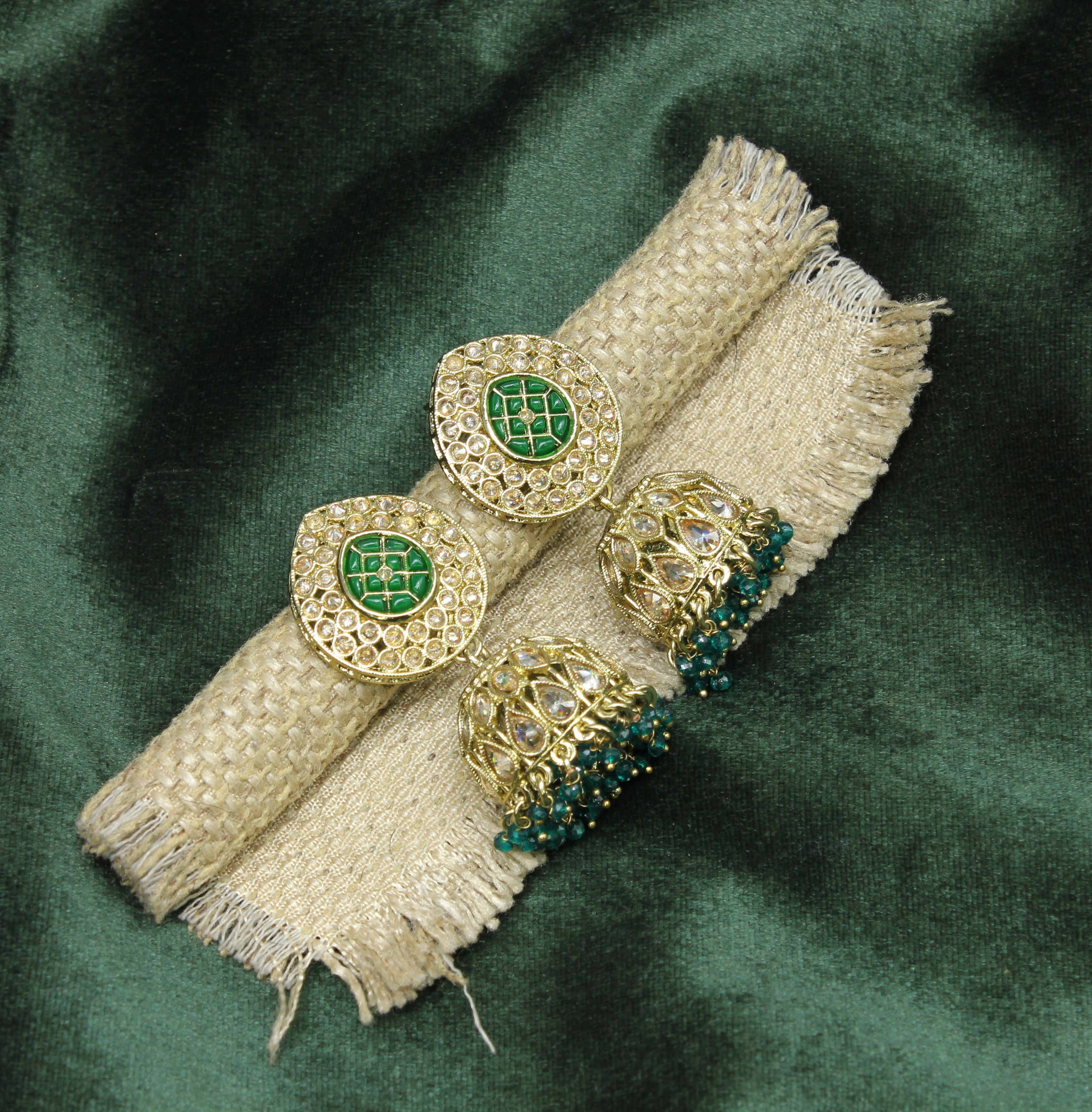 Aaravi – Emerald Grace Polki Jhumkas