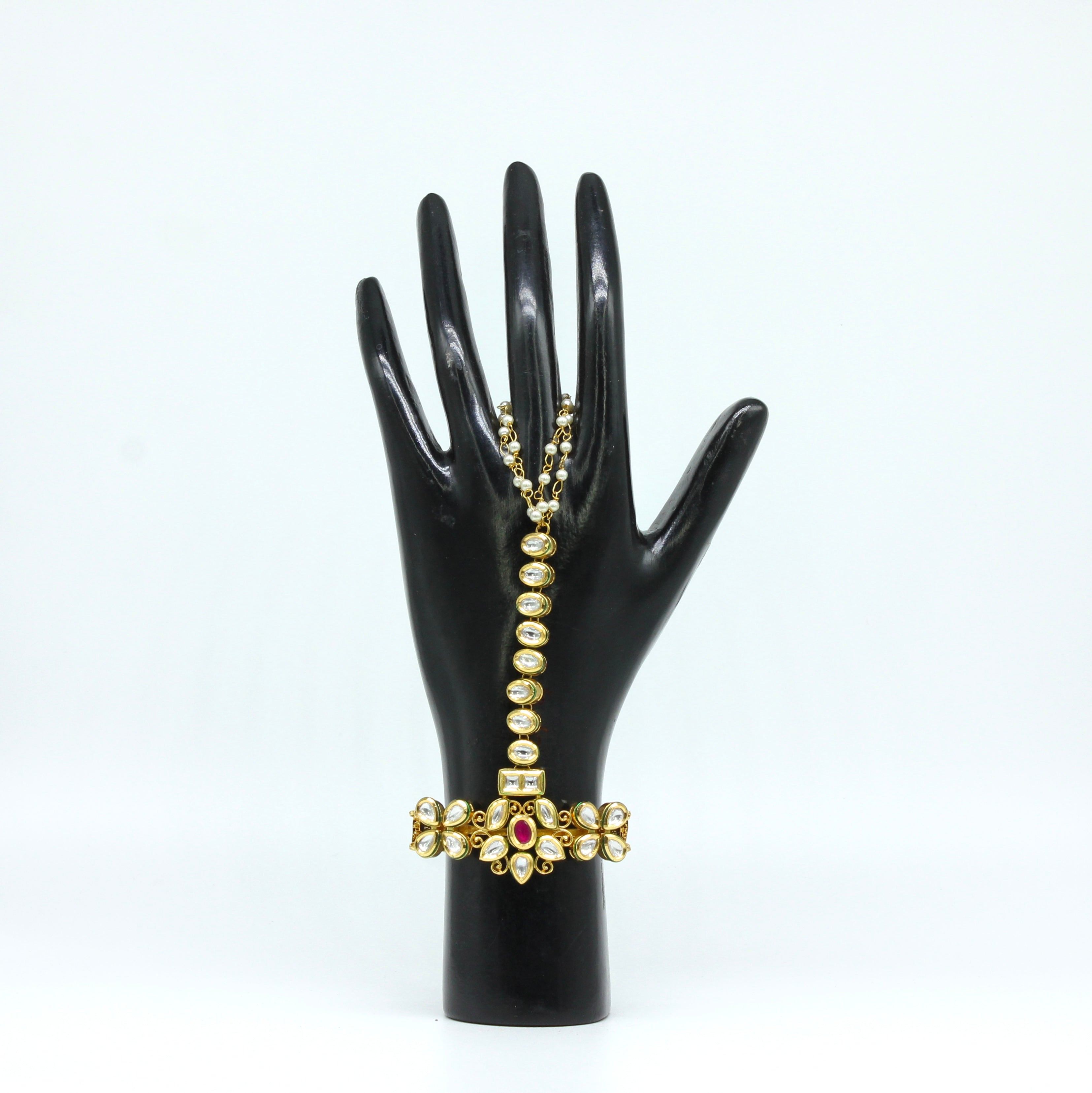 Amaira – Ruby Radiance Kundan Hathphool Pair