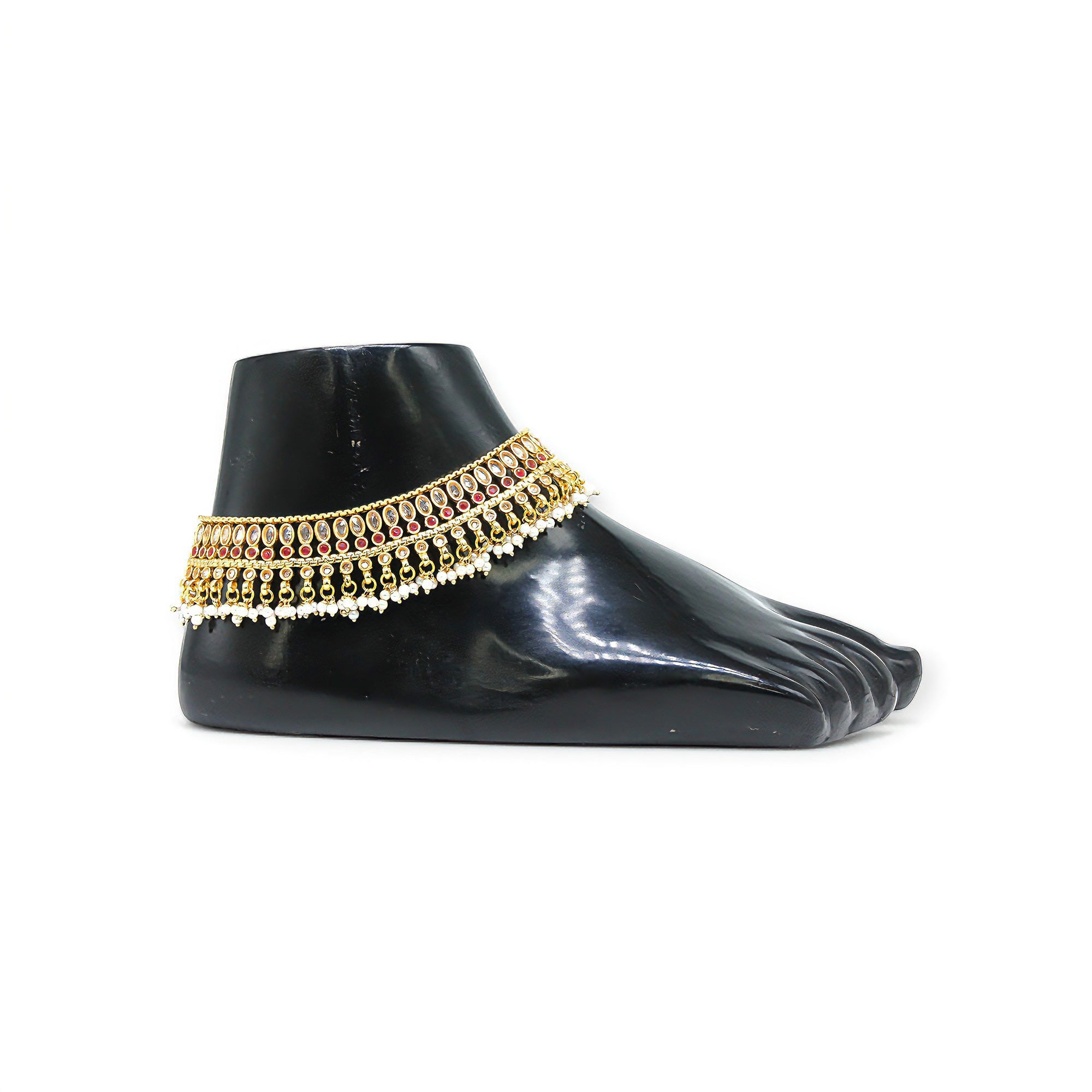 Kavya – Ruby Meenakari Bridal Anklet Pair