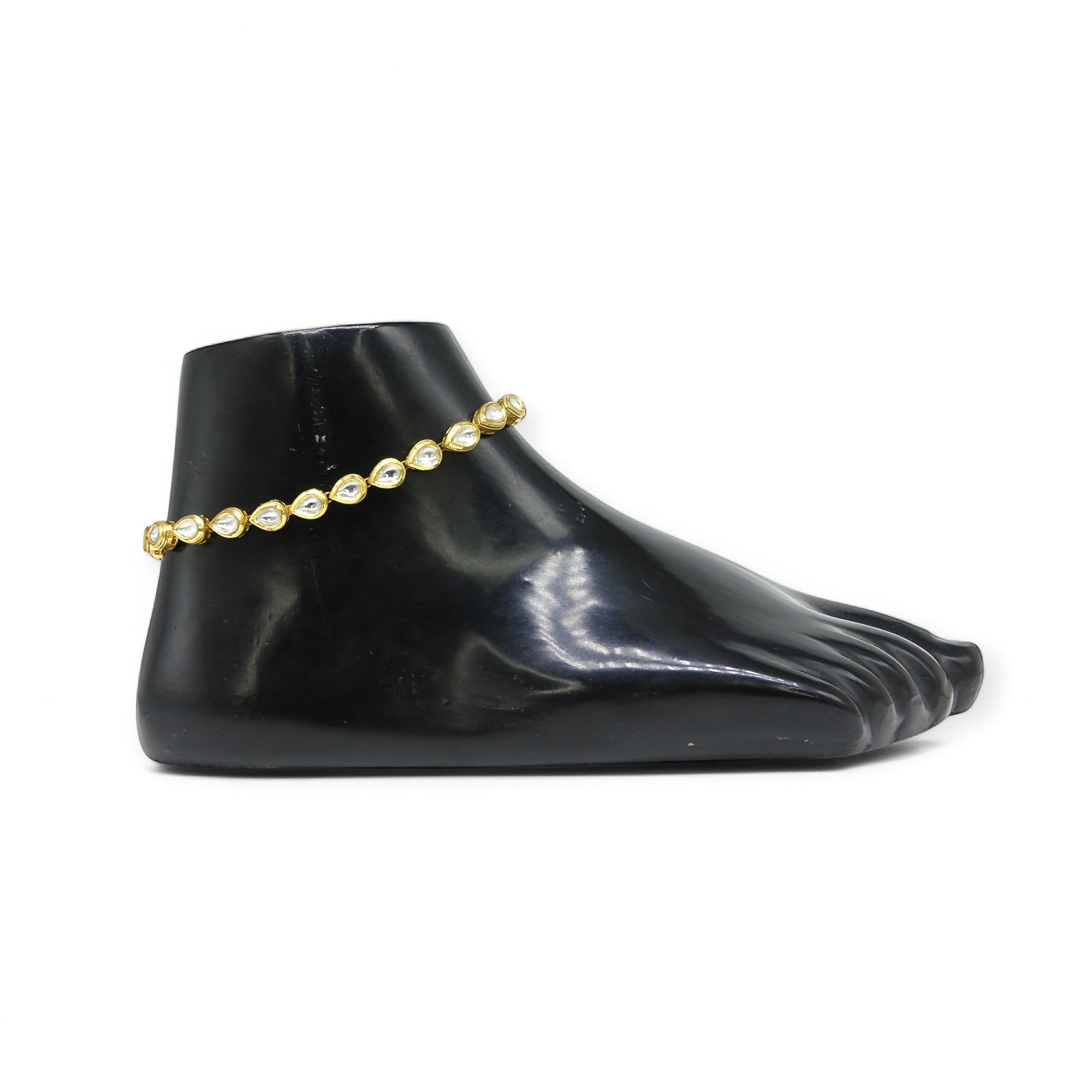 Roshni – Teardrop Kundan Anklet Pair