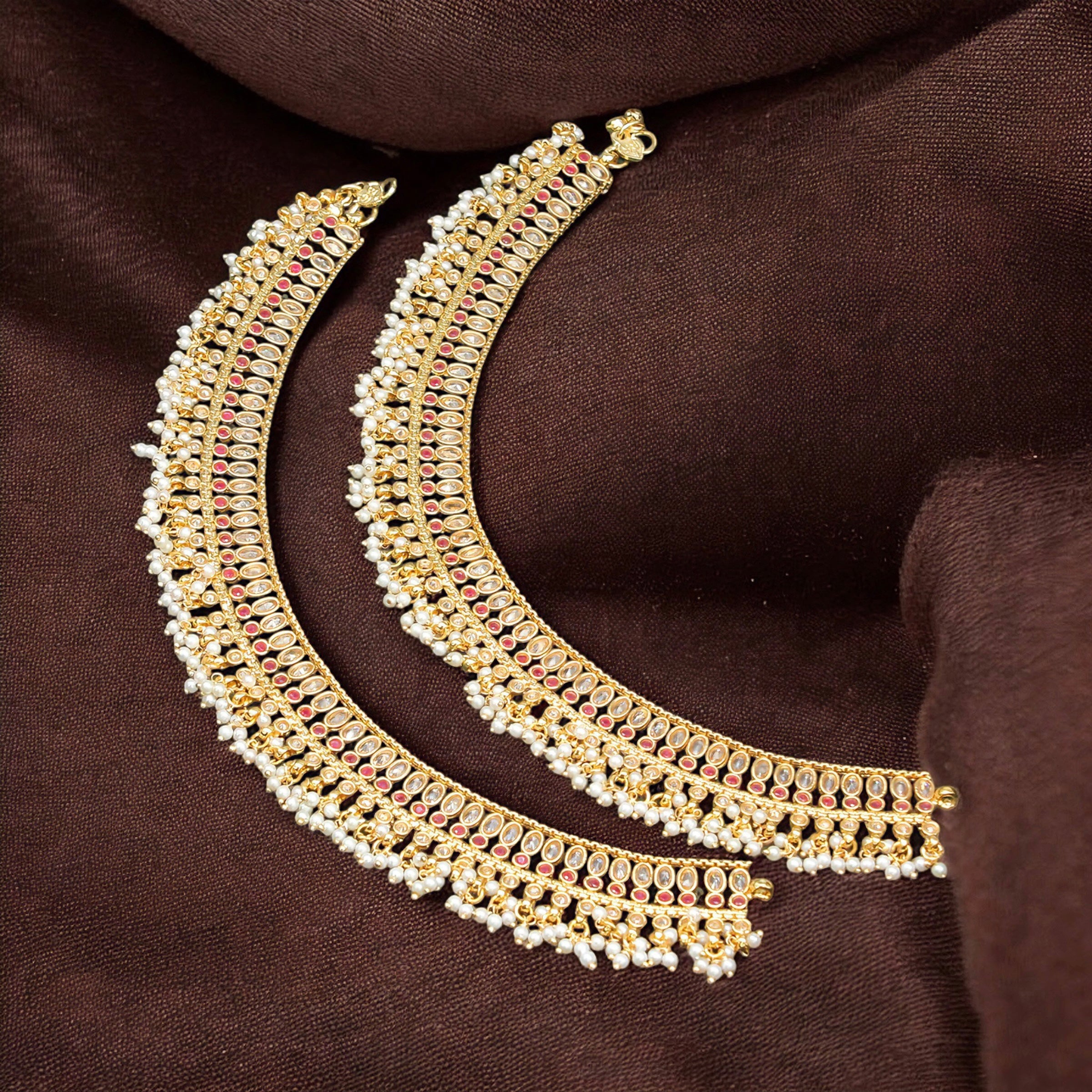 Kavya – Ruby Meenakari Bridal Anklet Pair