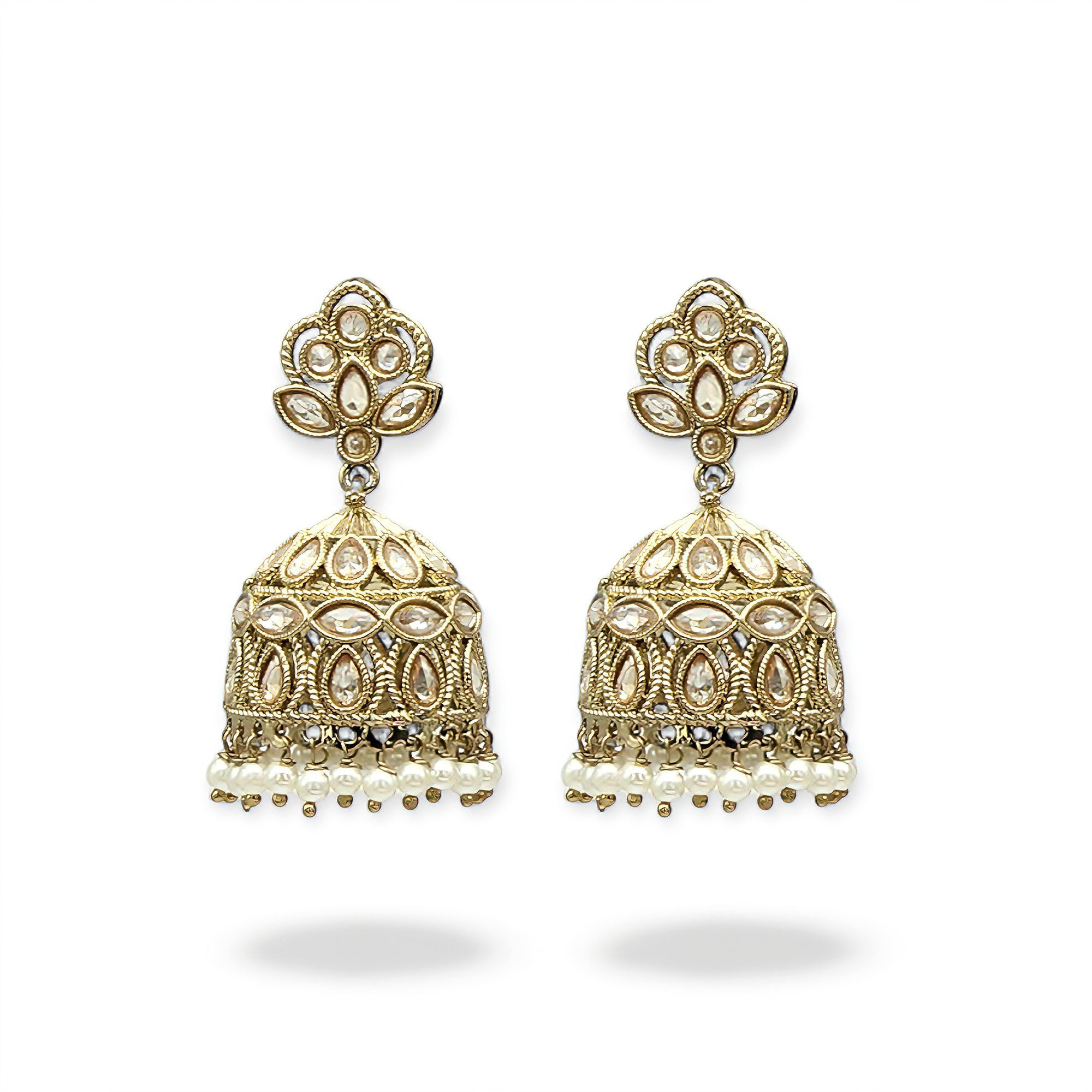 Aarohi – Classic Pearl-Edged Polki Jhumkas