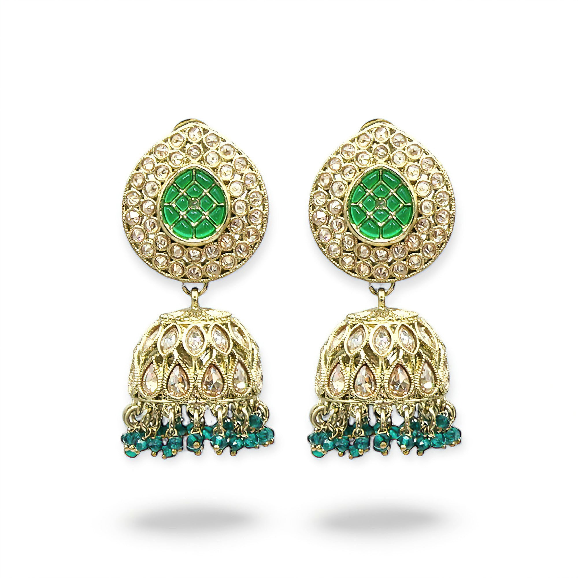 Aaravi – Emerald Grace Polki Jhumkas