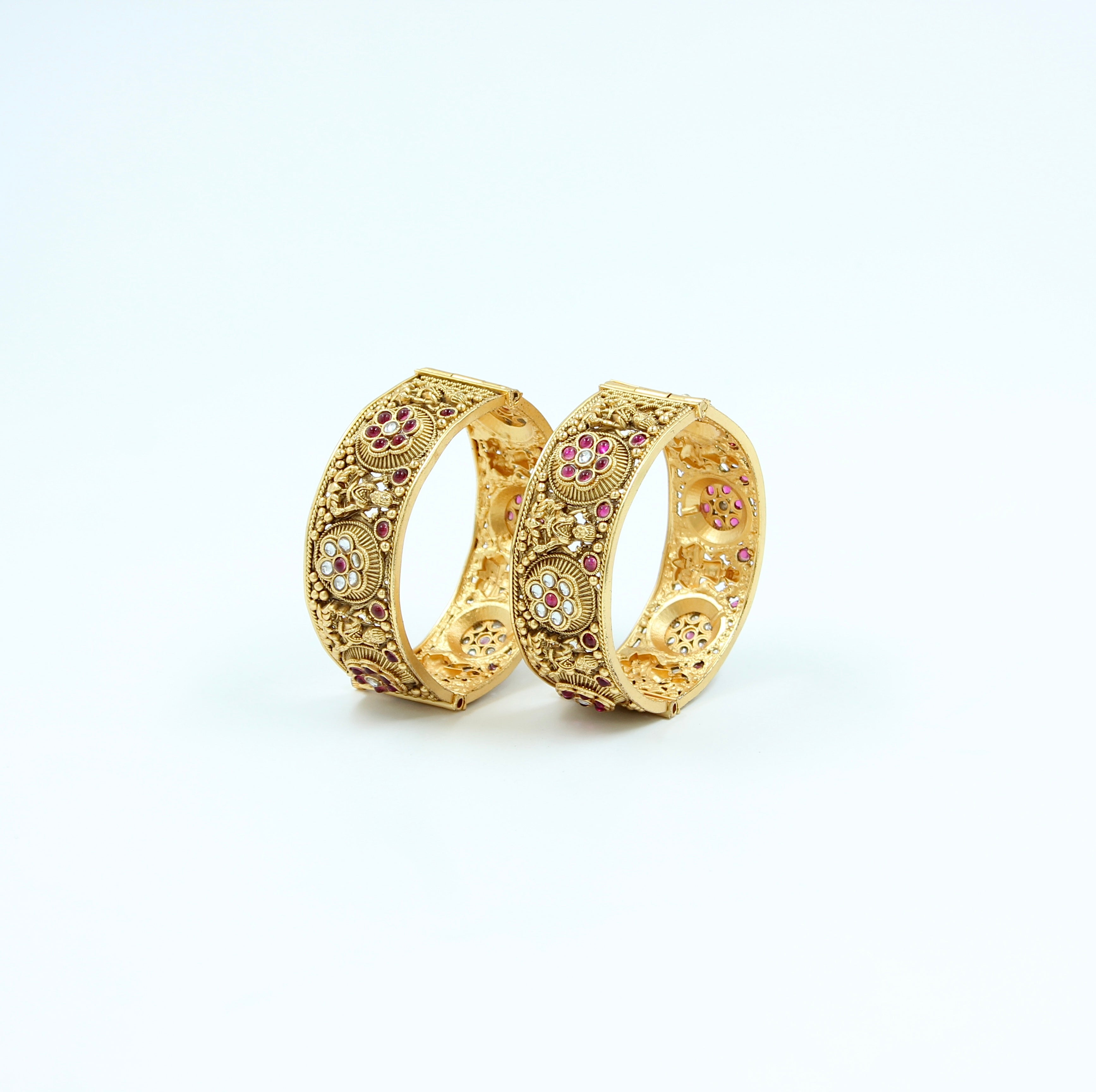 Sharvani – Antique Floral Openable Temple Bangles