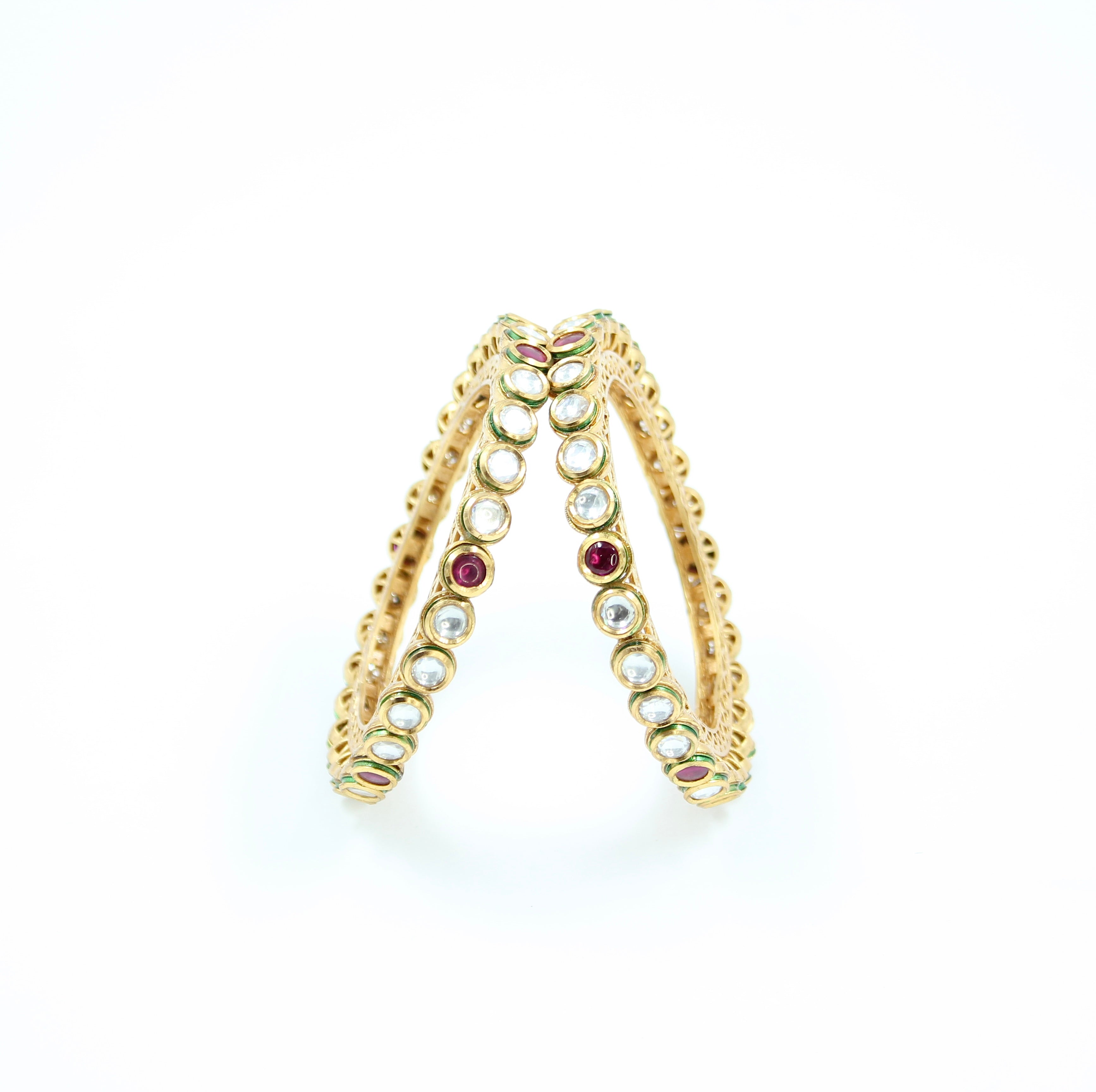 Trisha – Ruby & Kundan Cut Bangles