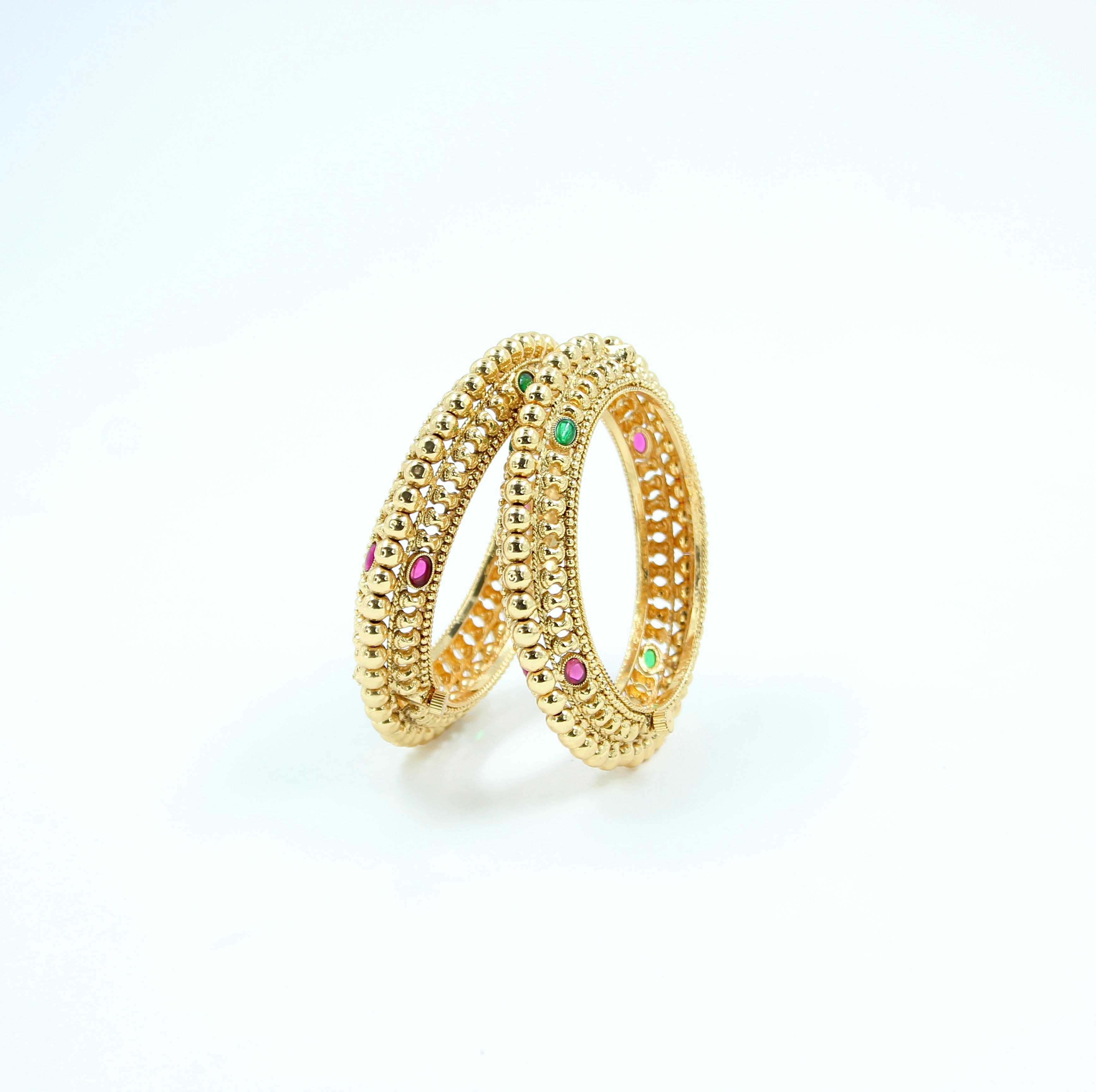 Kanvika – Gem-Studded Openable Temple Bangles