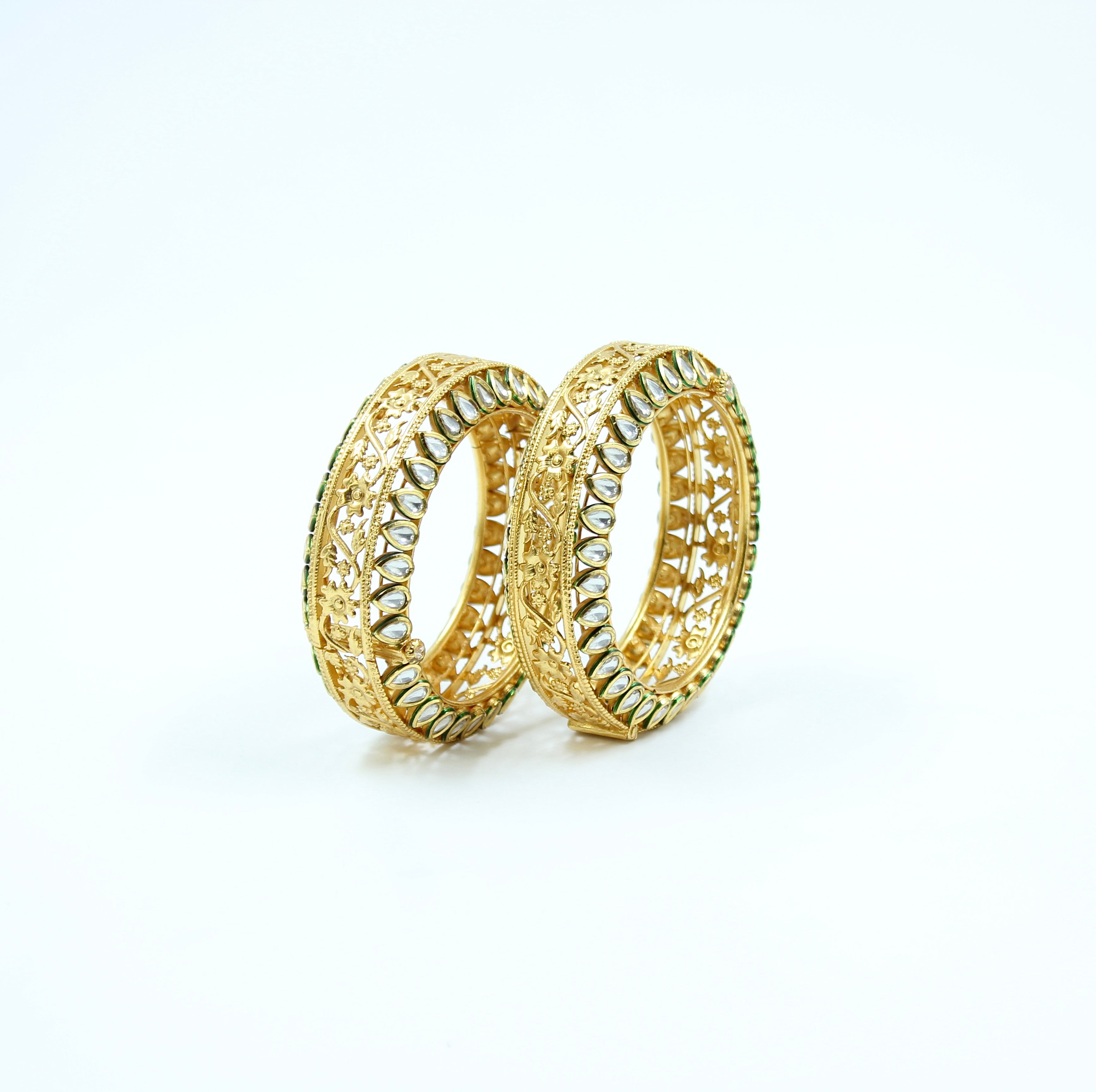 Raima – Kundan Embellished Cutwork Openable Bangles