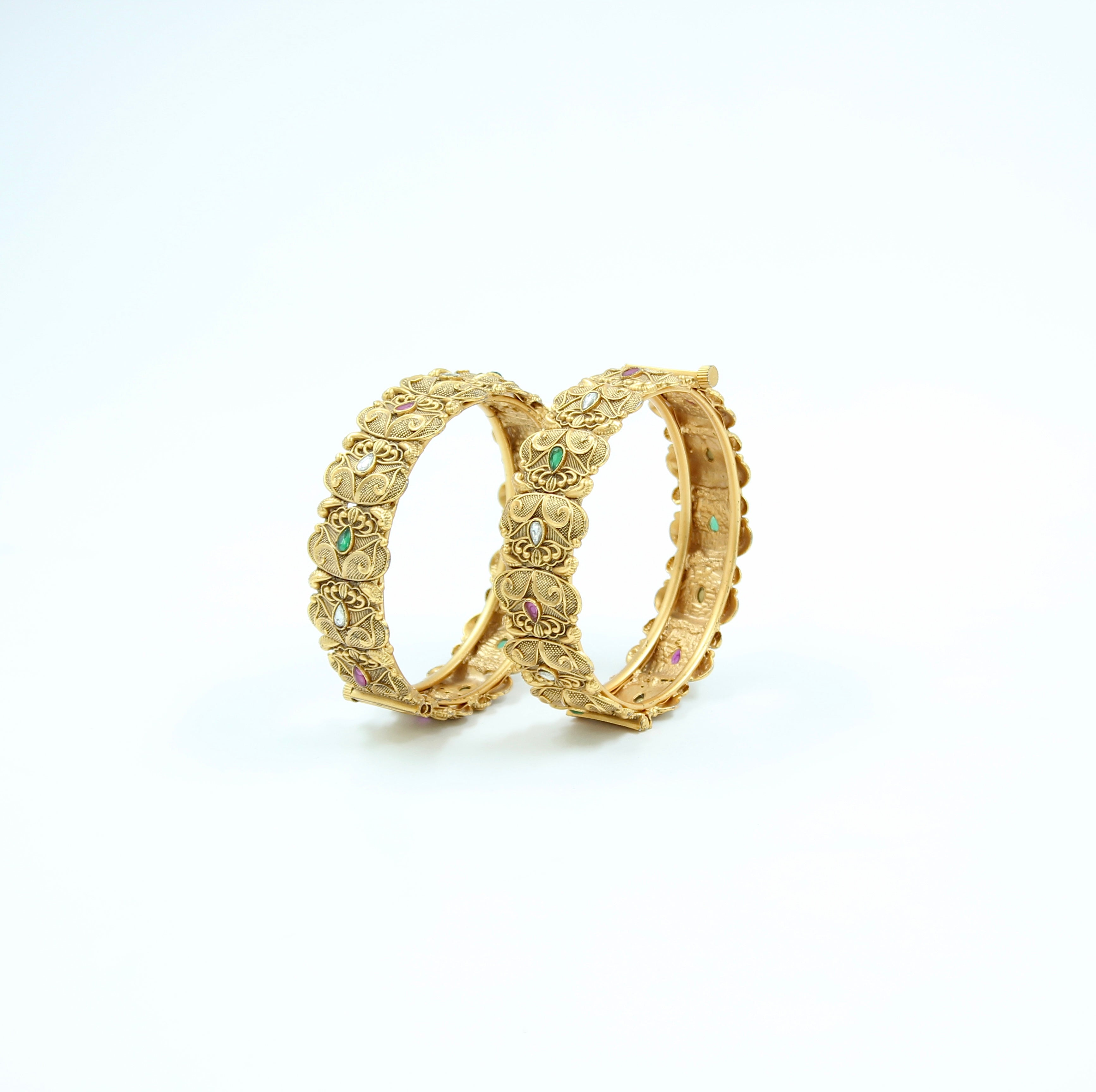 Padmika – Leaf Motif Openable Temple Bangles