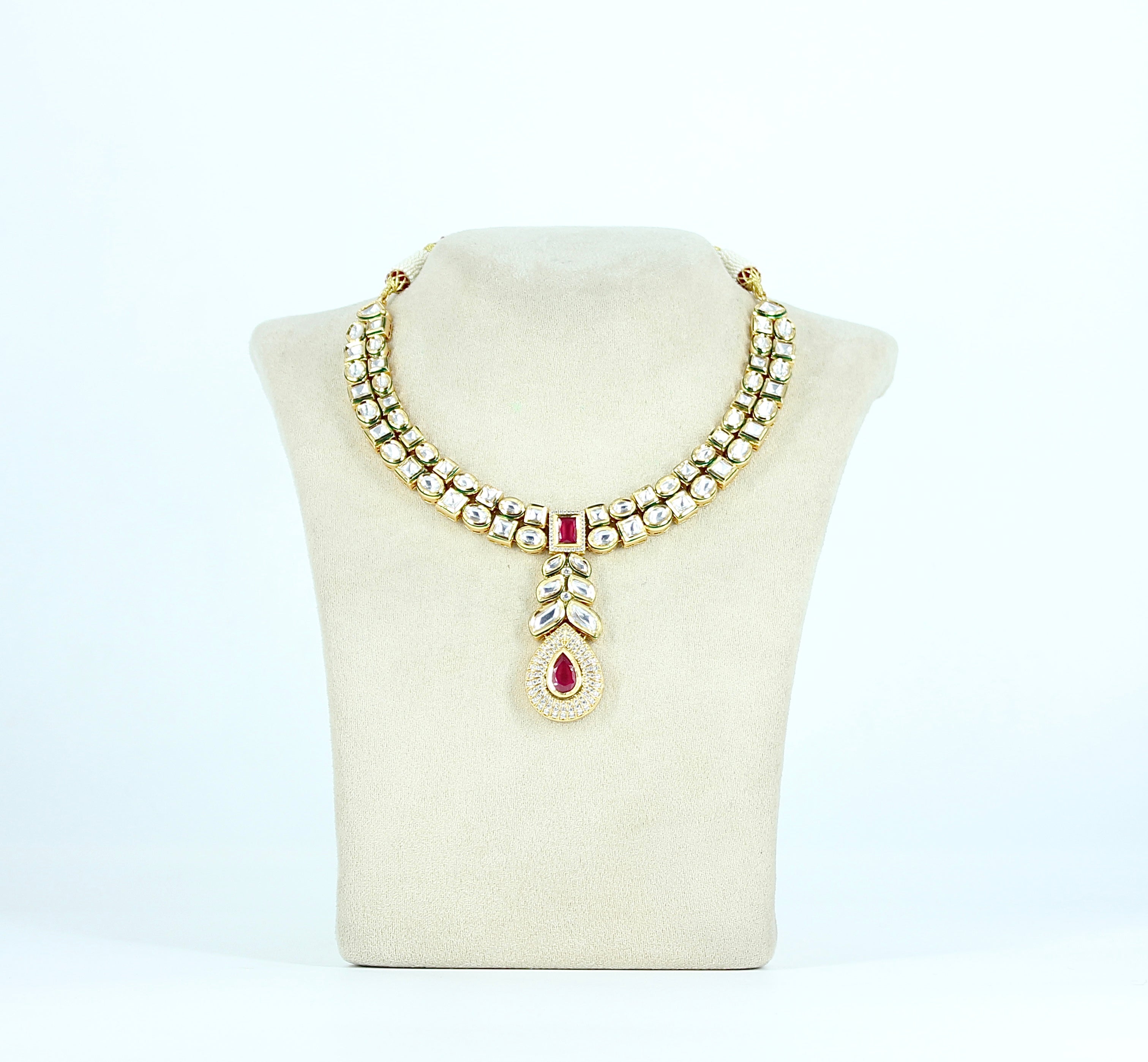 Tanirika – Crimson Drop Kundan Necklace Set