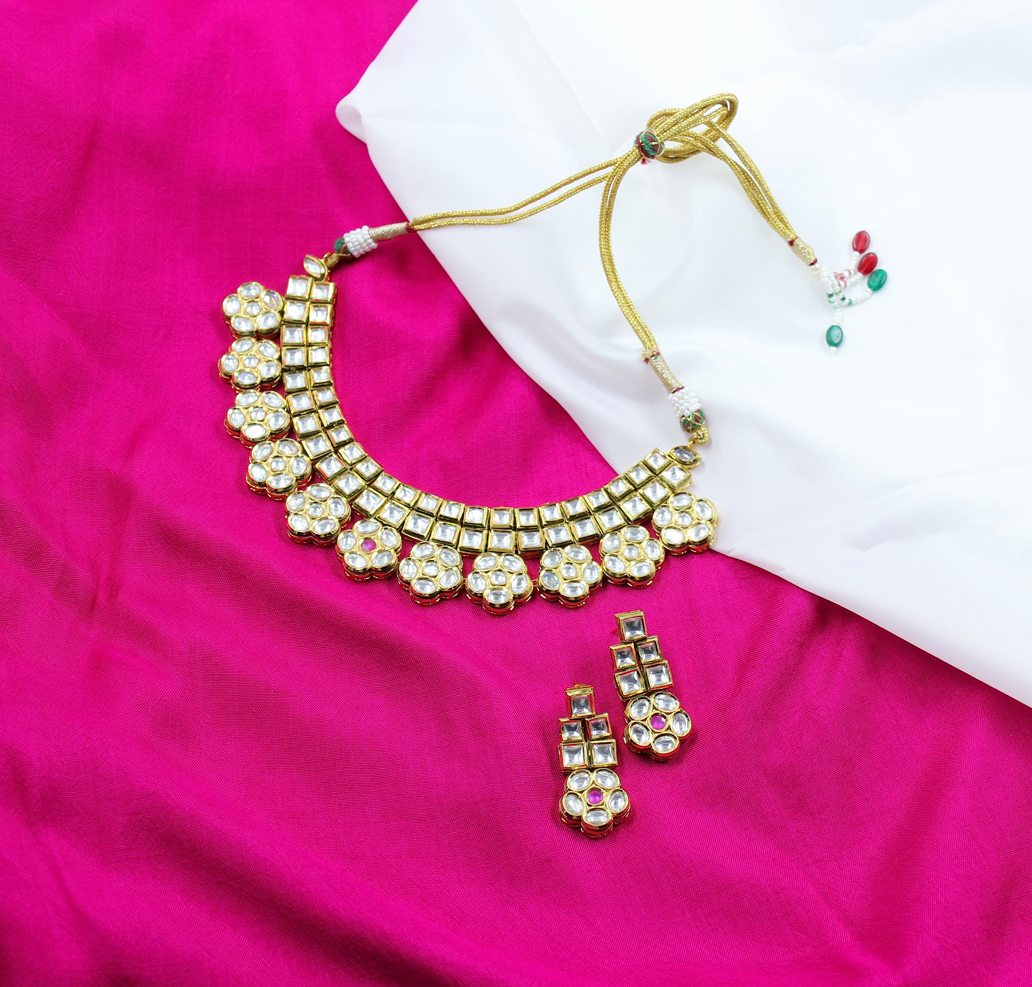 Vamika - Floral Grandeur Kundan Necklace Set