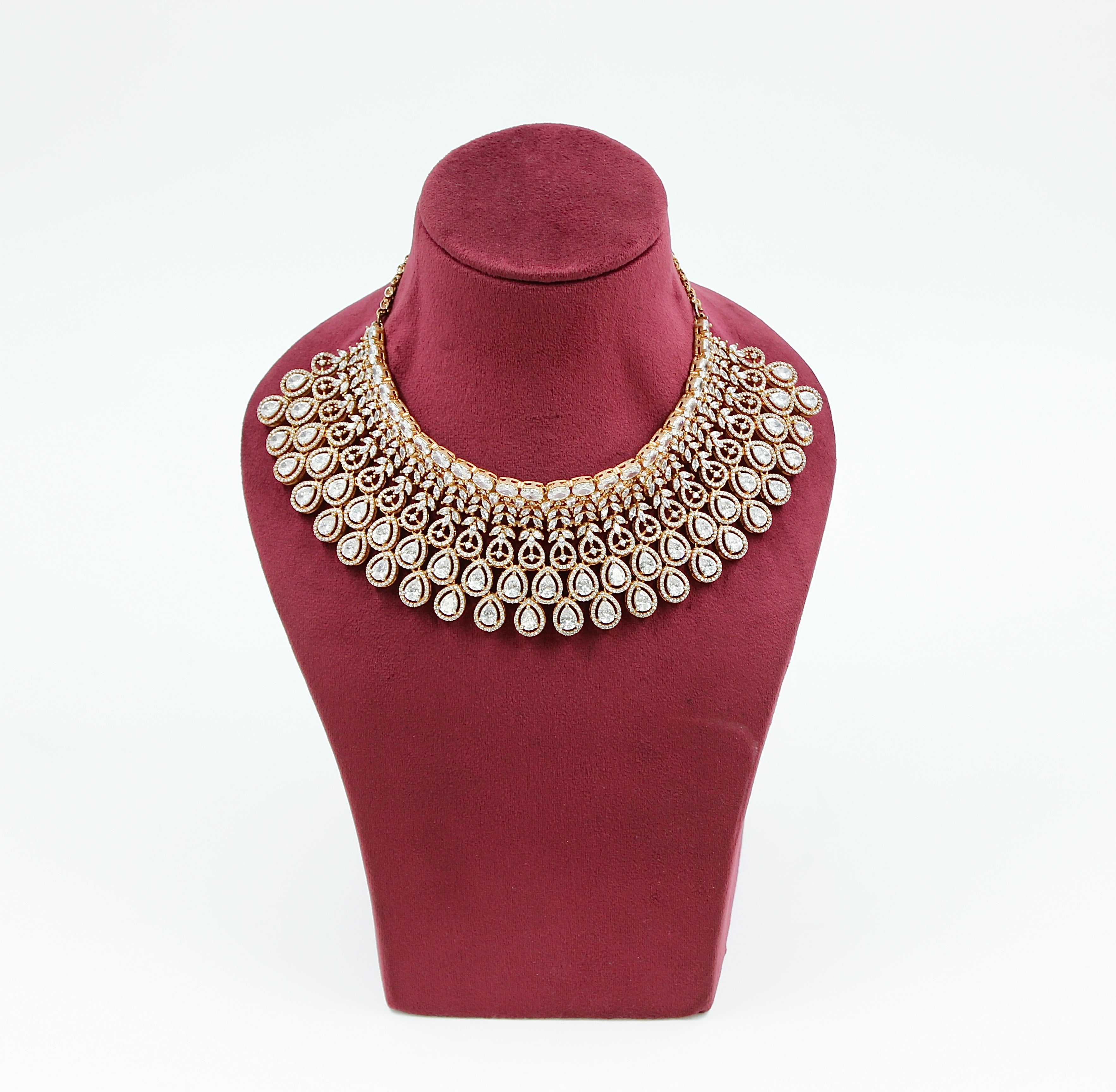 Maithili – Regal Cascade American Diamond Necklace Set