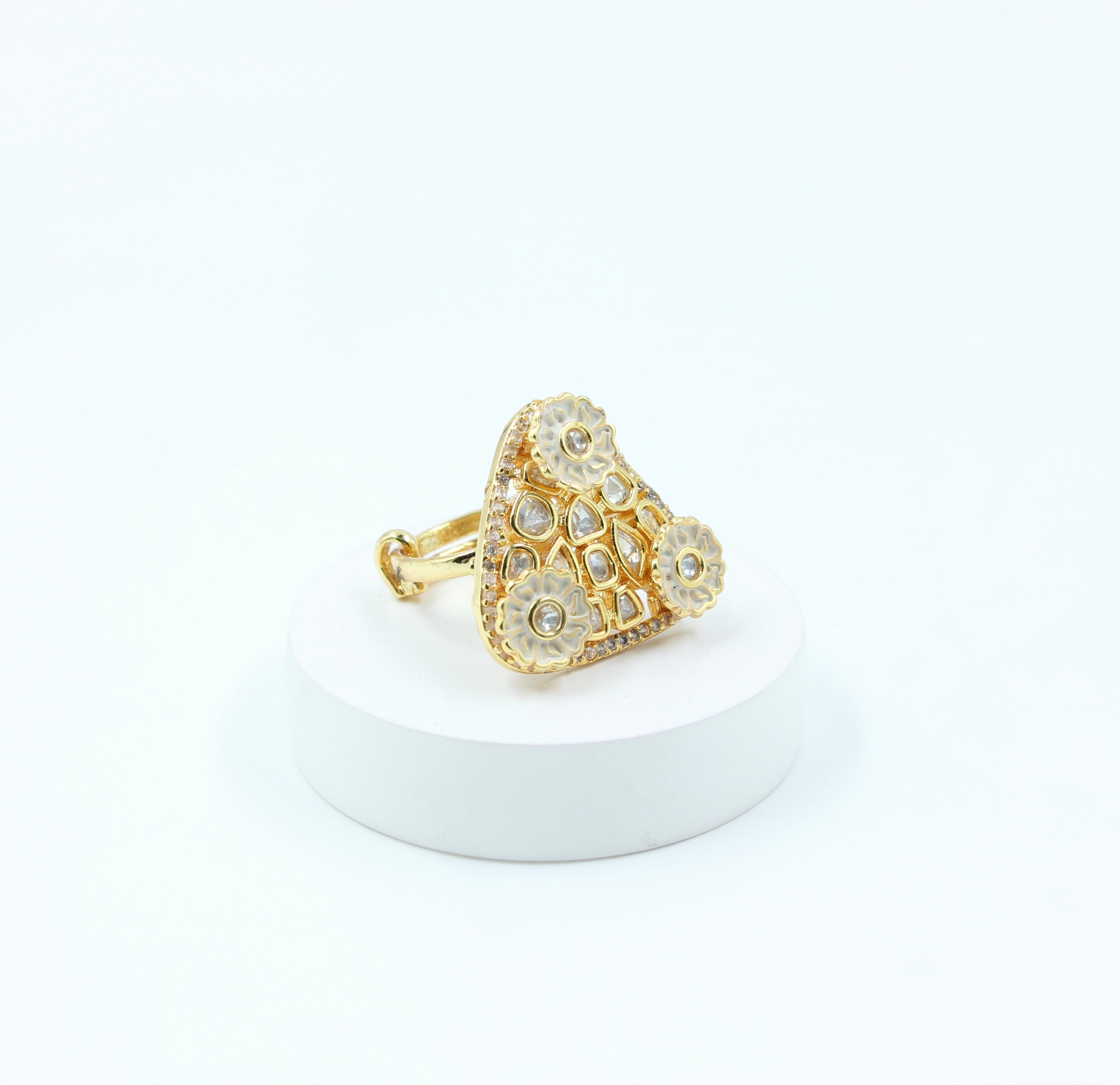 Trinetra – Floral Radiance Kundan Ring