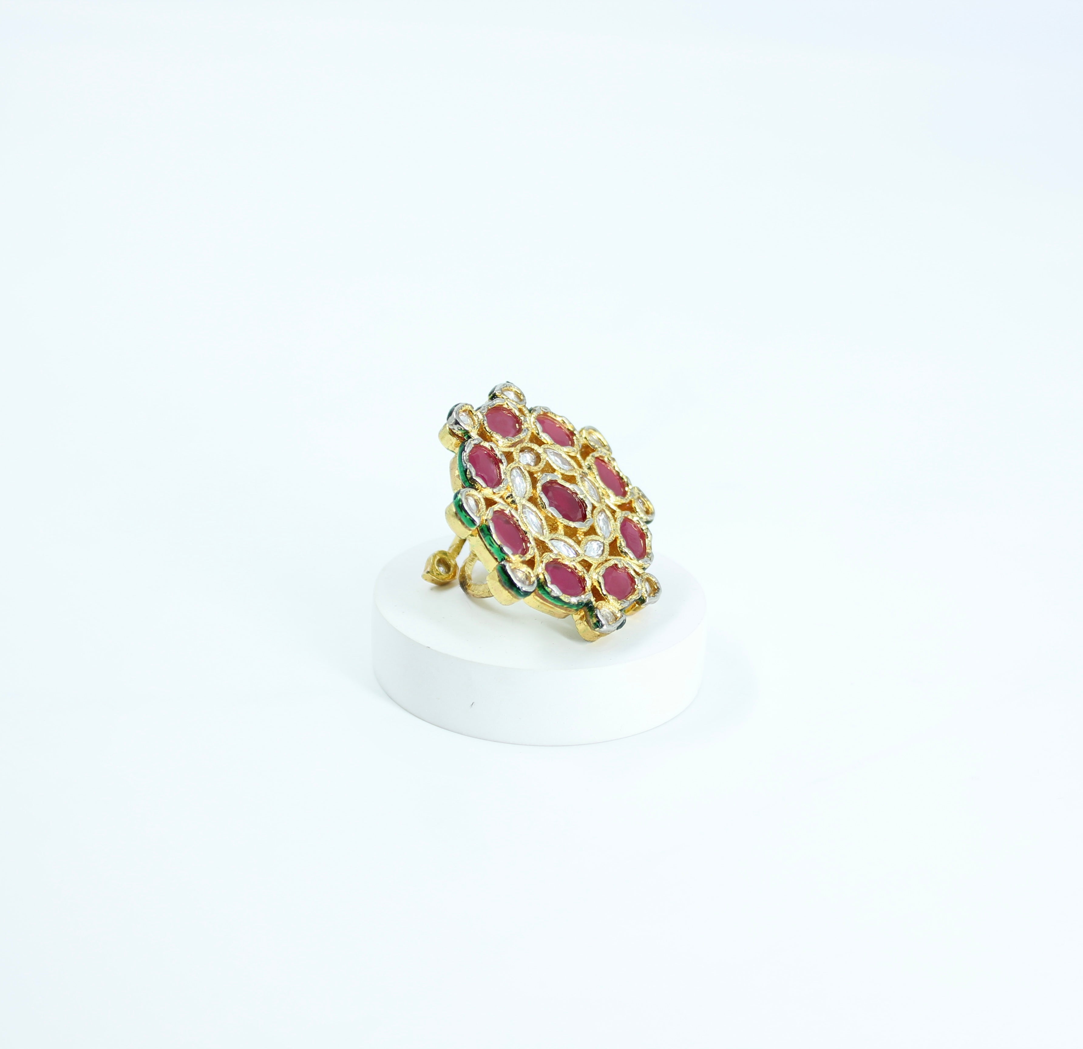 Charulika – Ruby Bloom Kundan Ring
