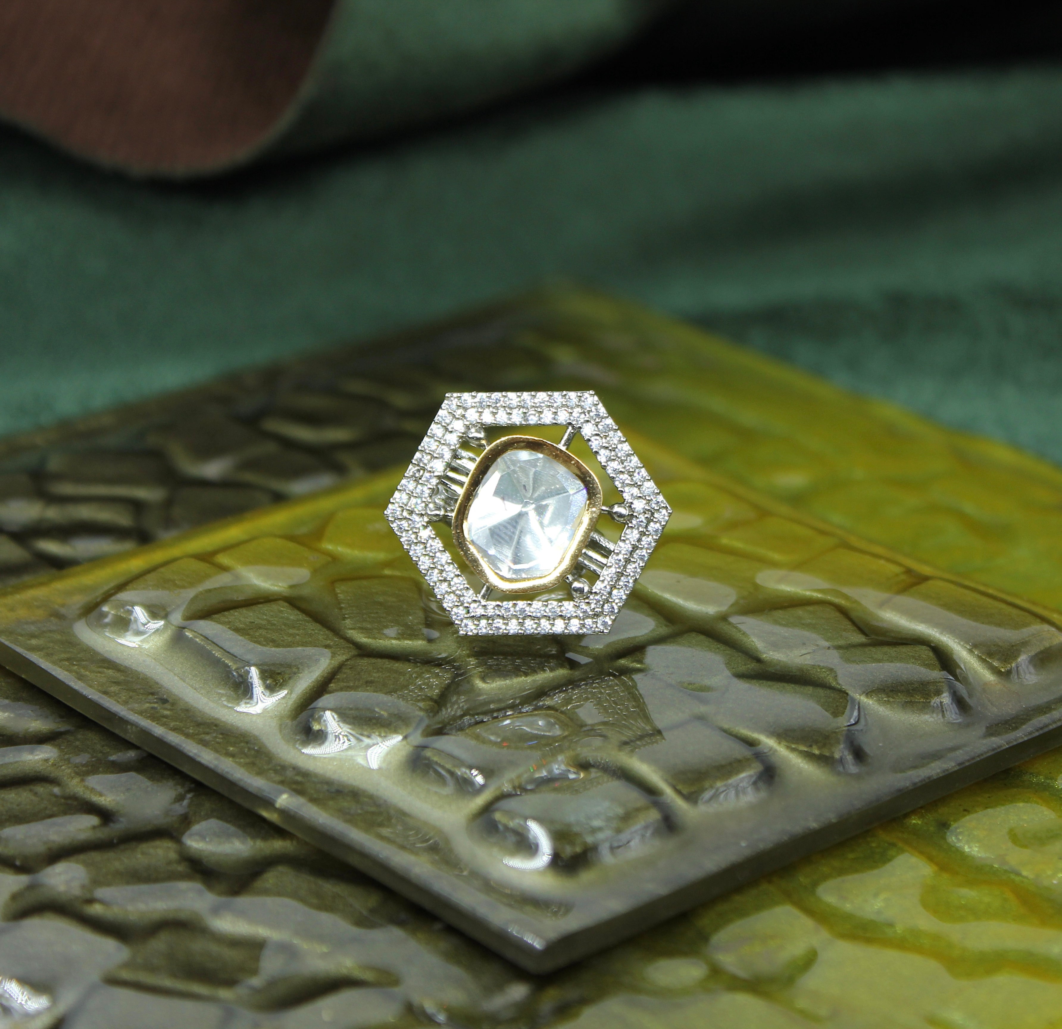 Sharvya – Hexa Kundan Cocktail Ring