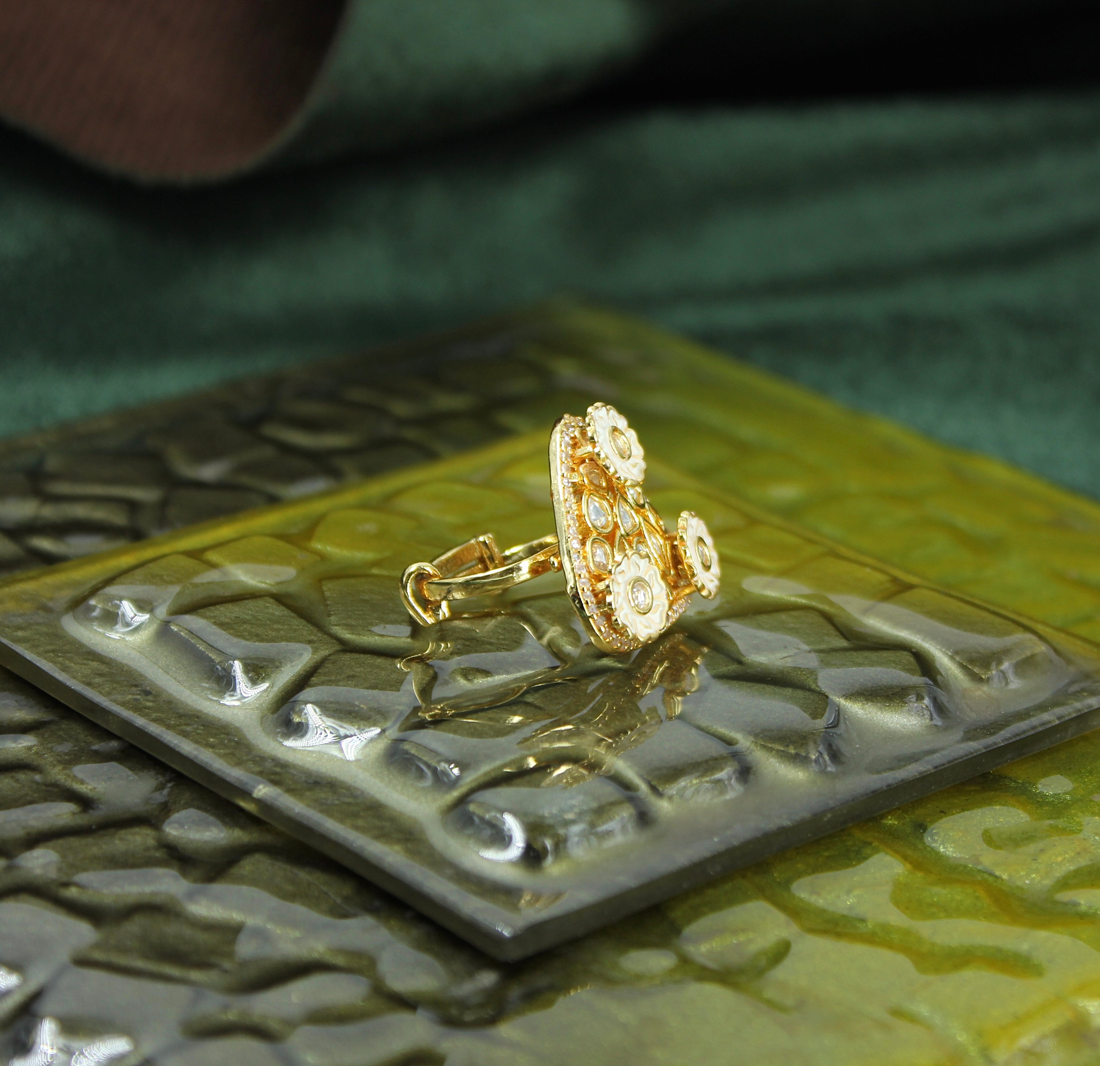 Trinetra – Floral Radiance Kundan Ring
