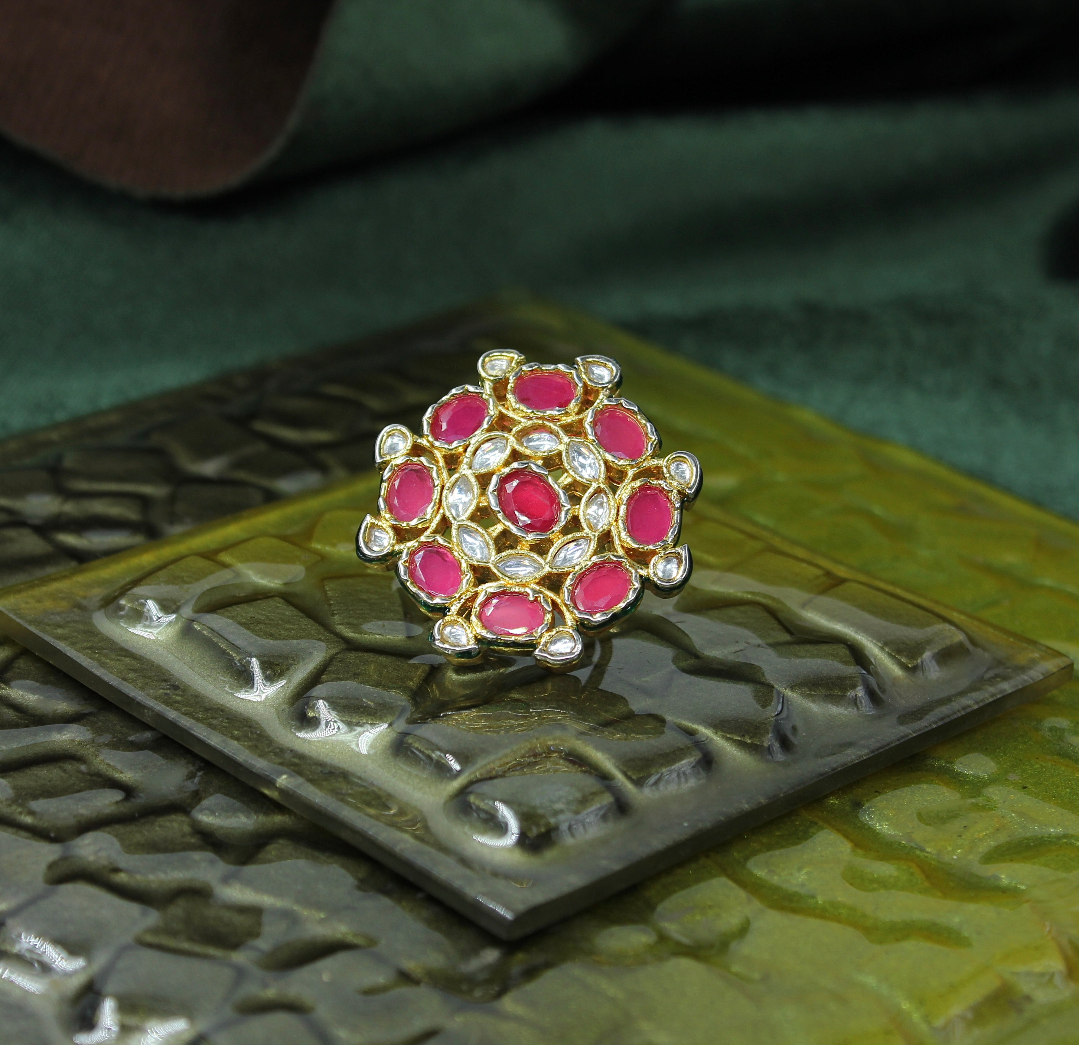 Charulika – Ruby Bloom Kundan Ring