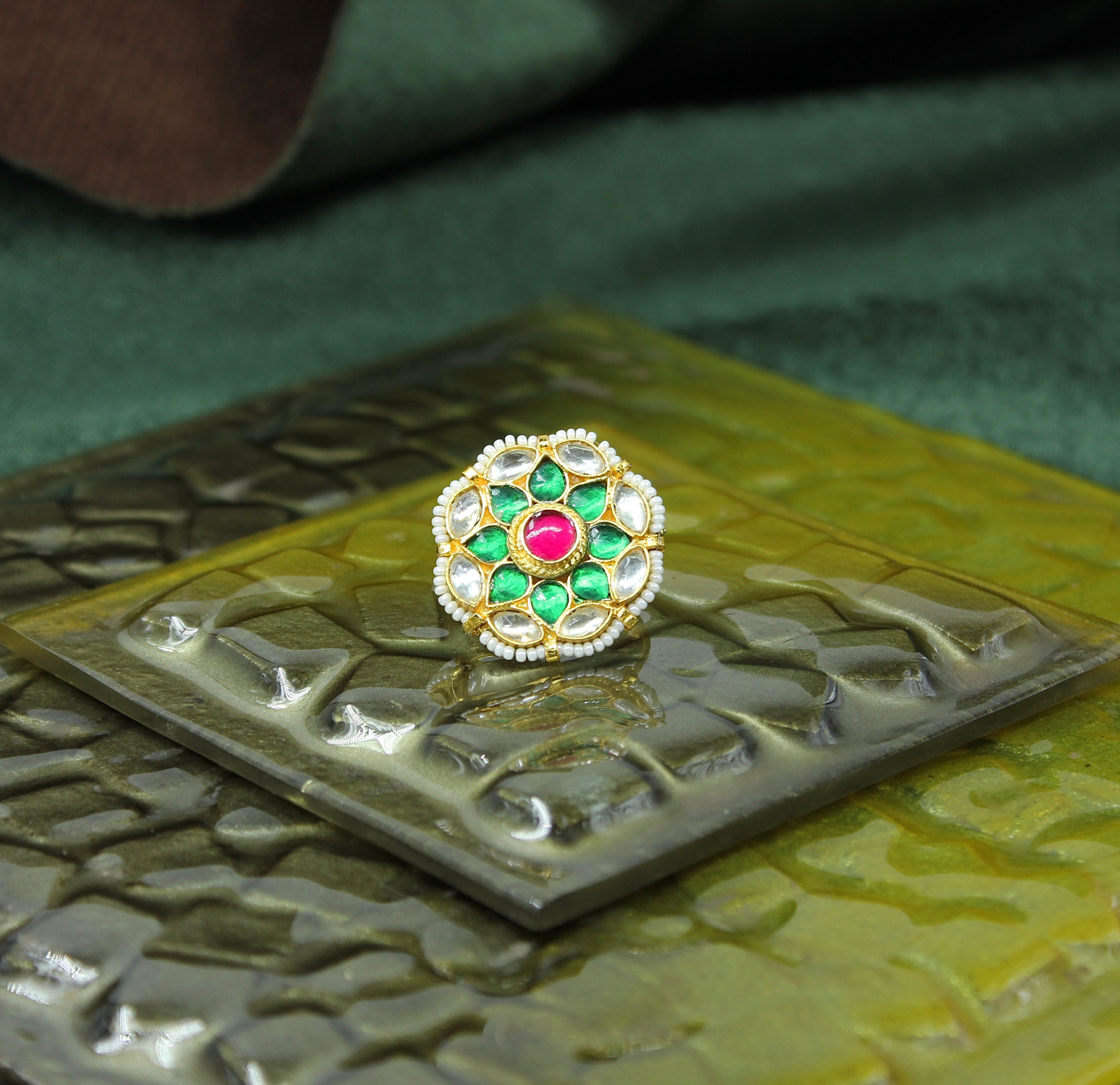 Amritika – Blooming Grace Kundan Ring