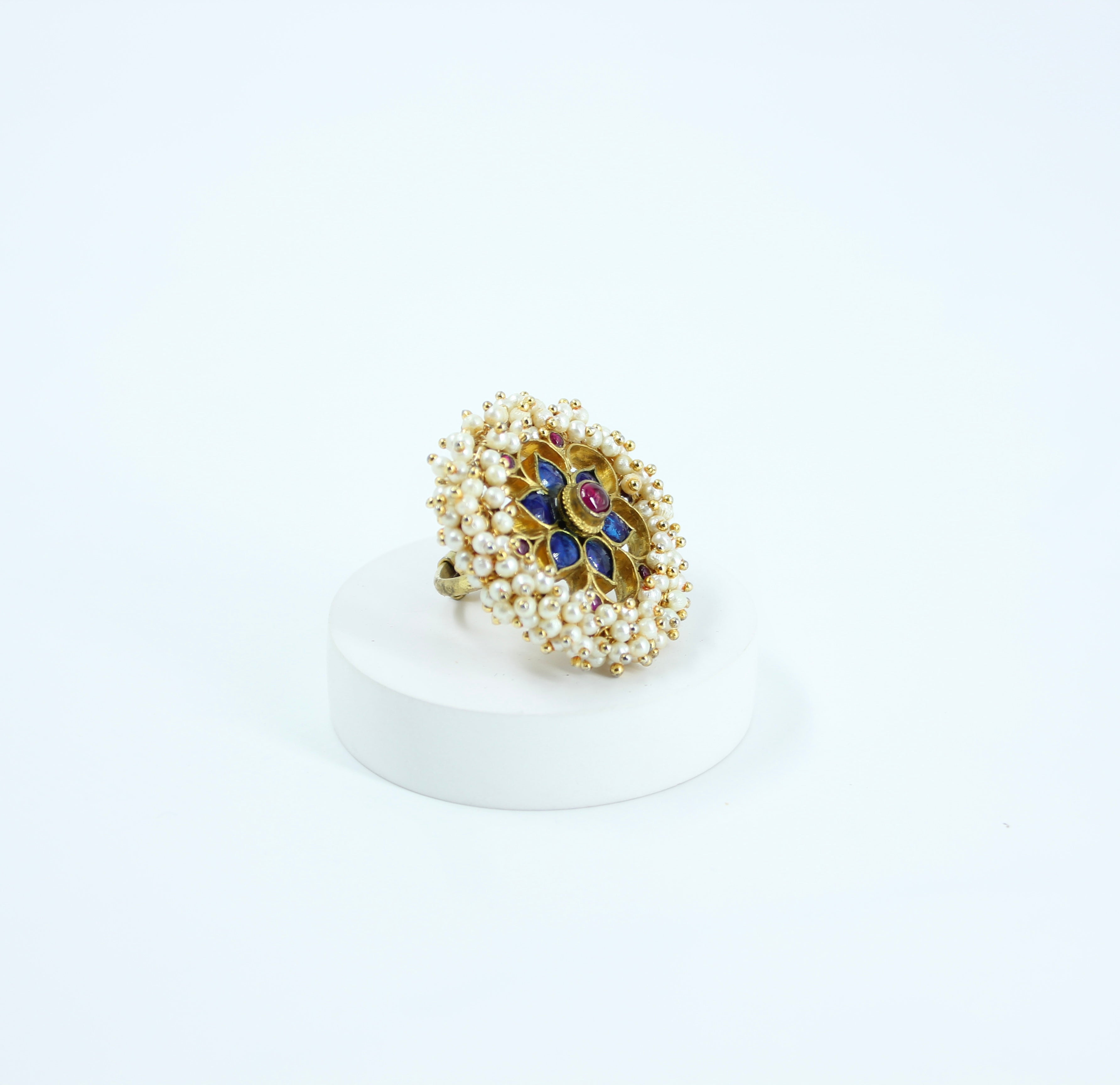 Indulekha – Pearl Petal Kundan Ring