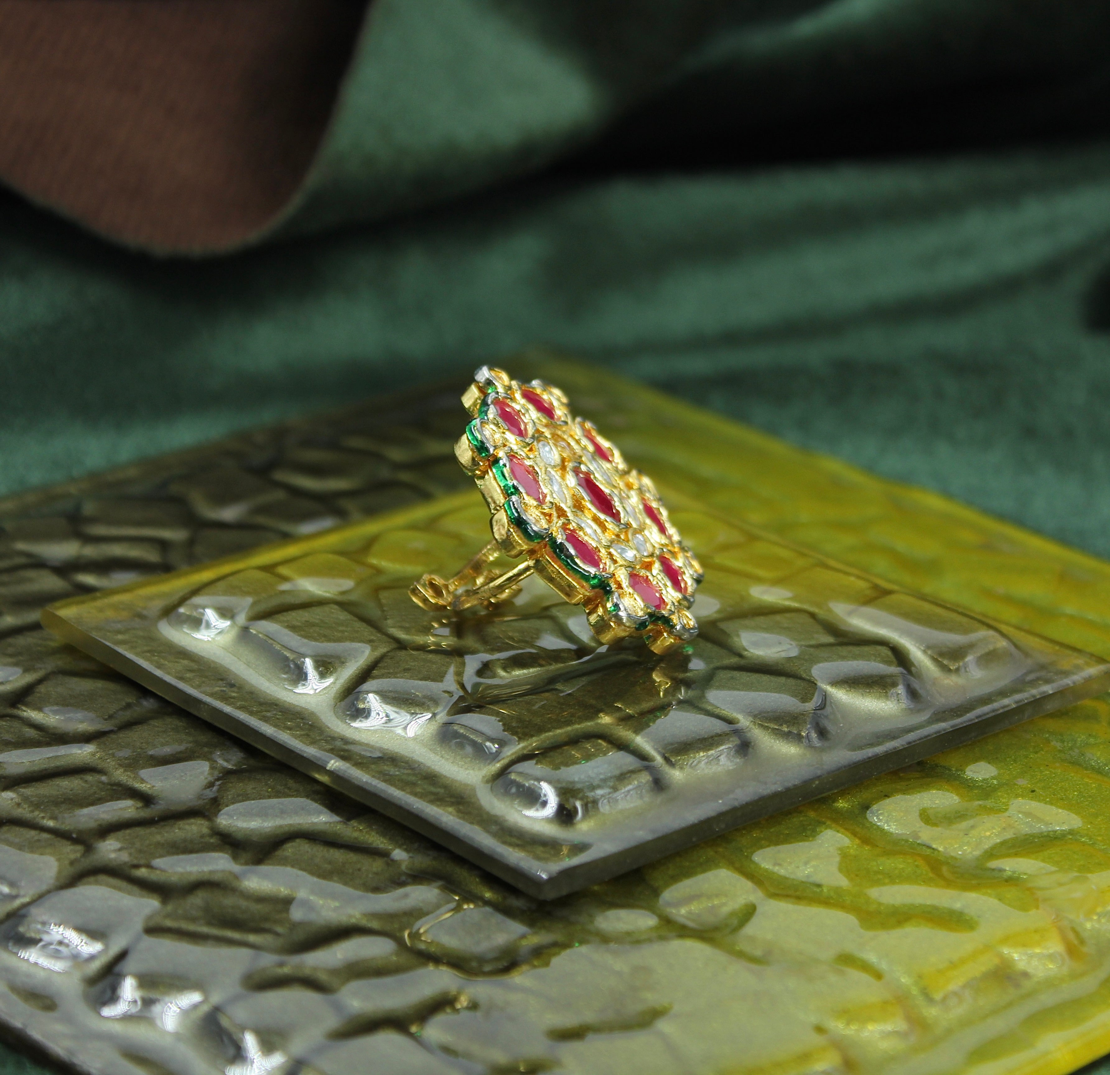 Charulika – Ruby Bloom Kundan Ring