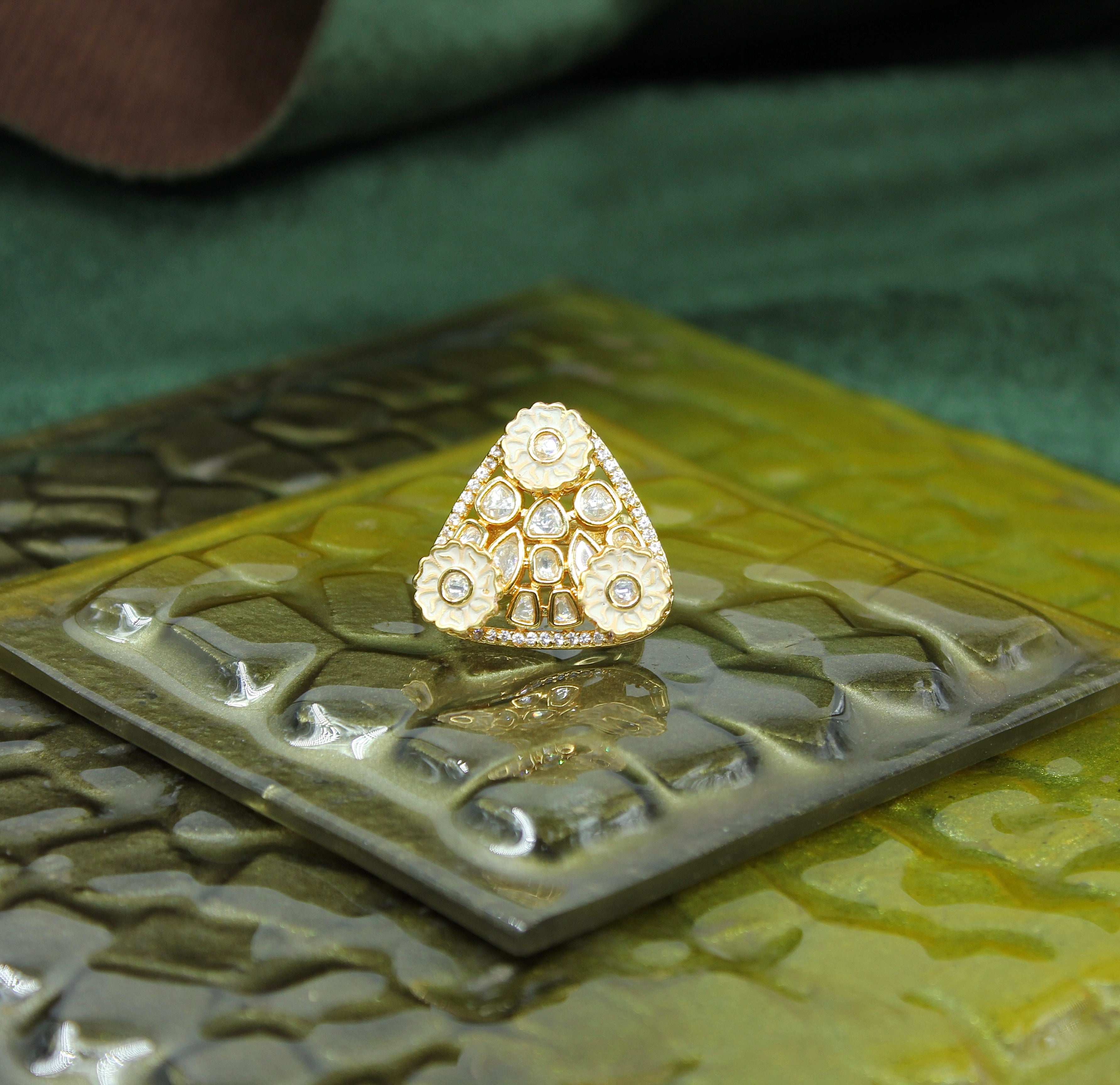Trinetra – Floral Radiance Kundan Ring