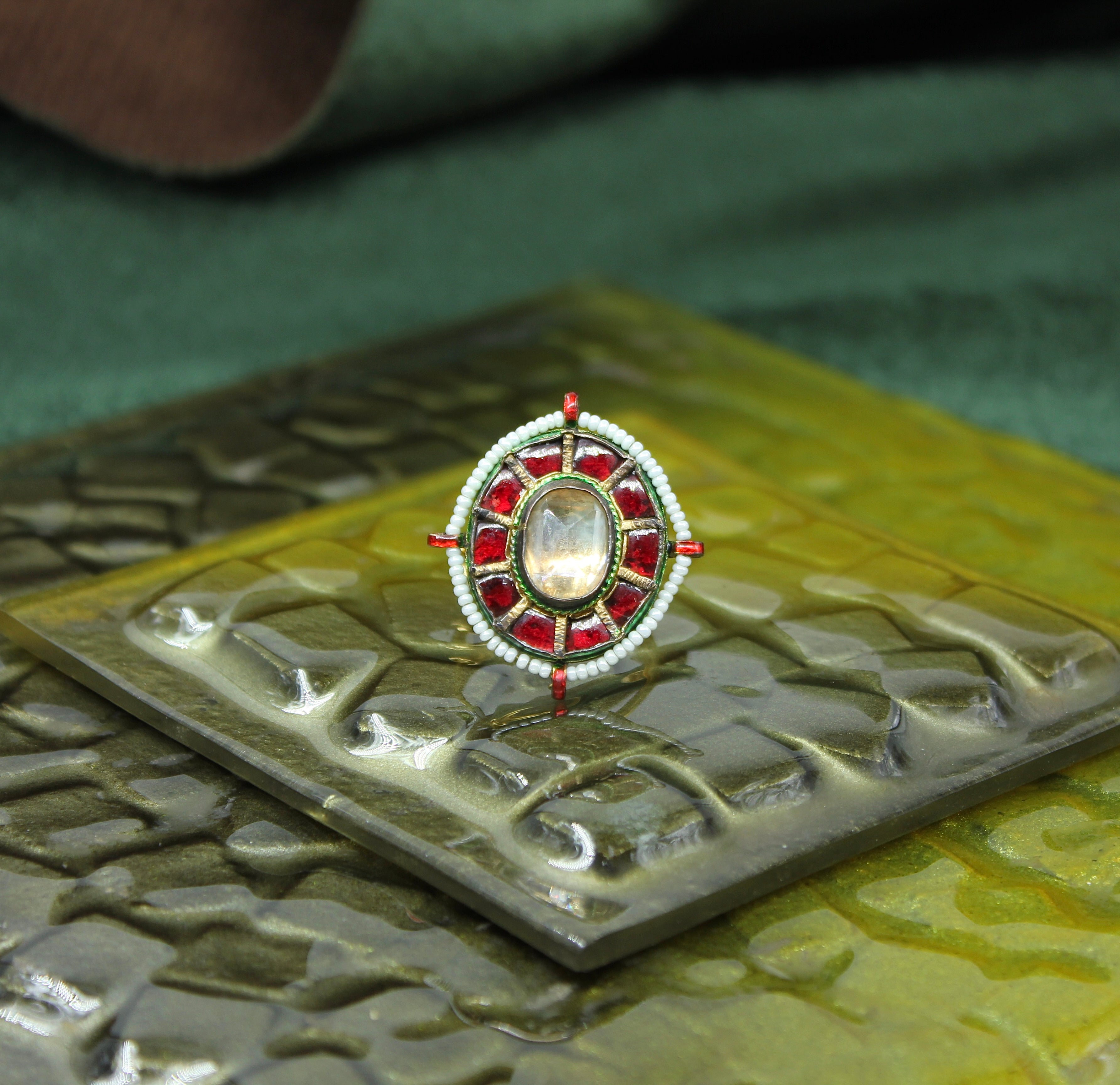 Rudrani – Scarlet Aura Kundan Ring