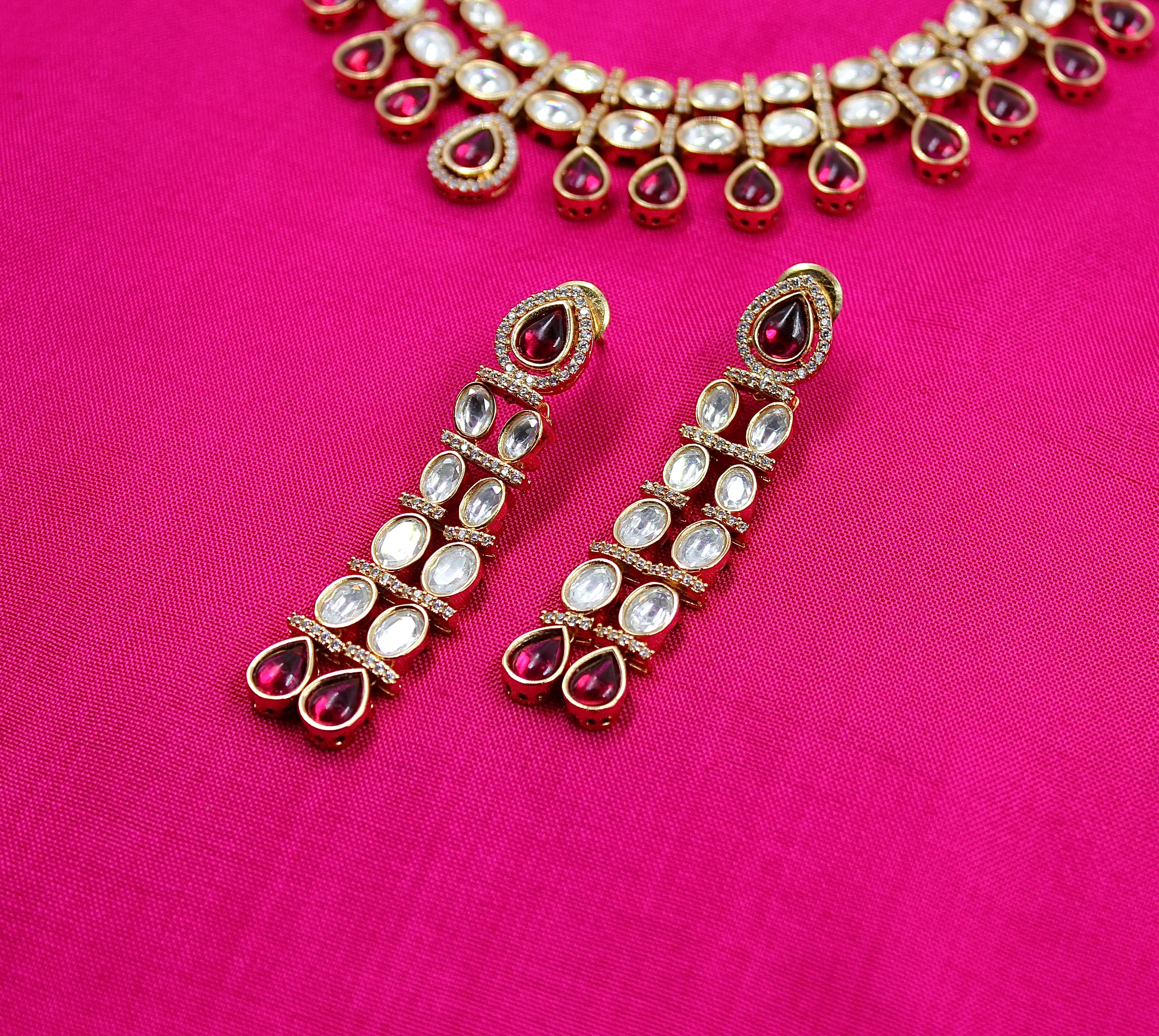 Ritika – Ruby Drop Polki Necklace Set