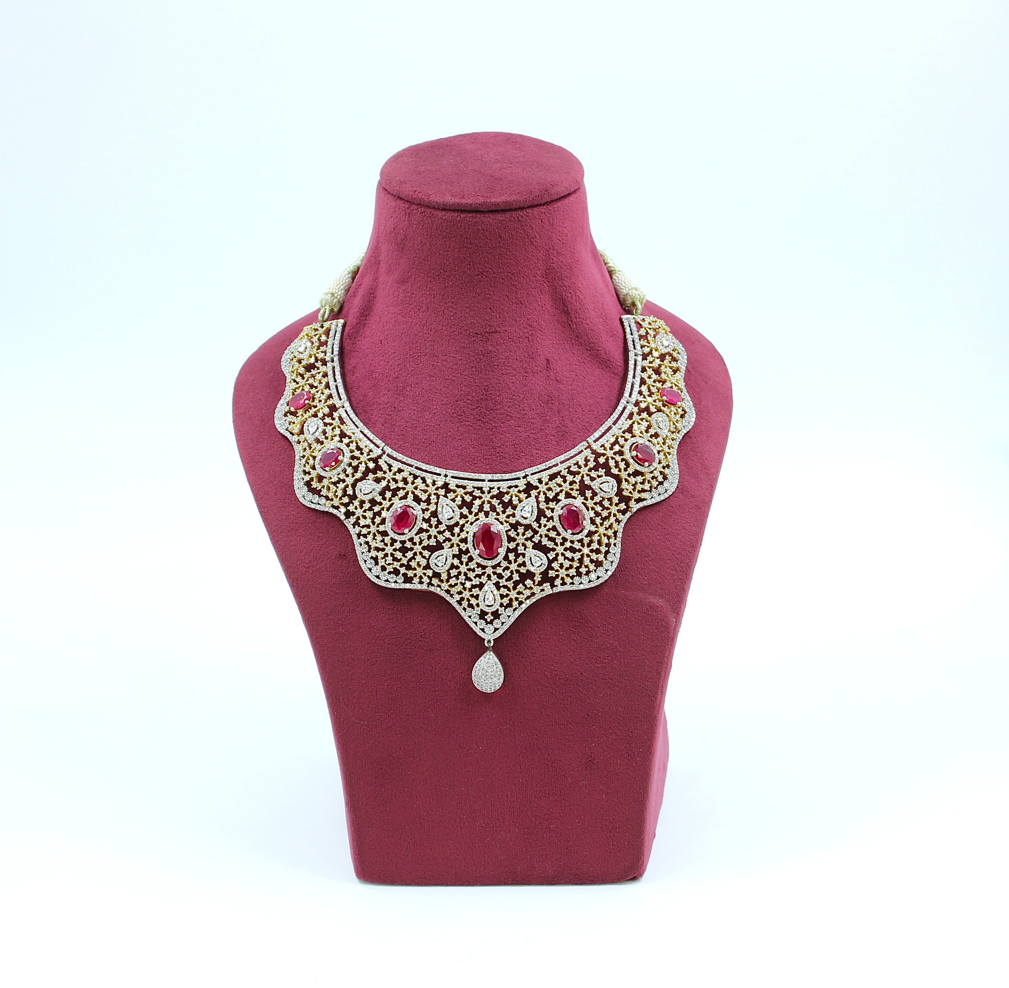 Niyara – Ruby Sparkle American Diamond Necklace Set