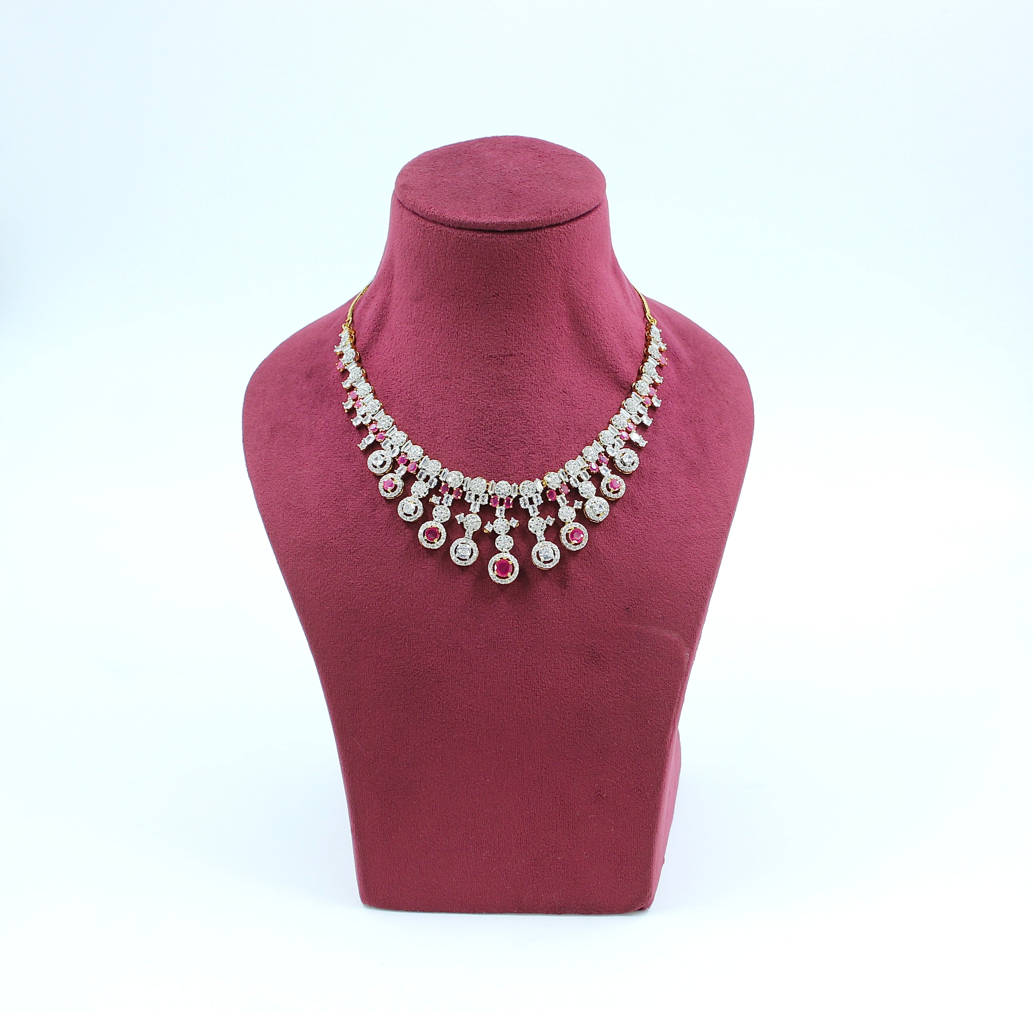 Aashni – Ruby Charm American Diamond Necklace Set