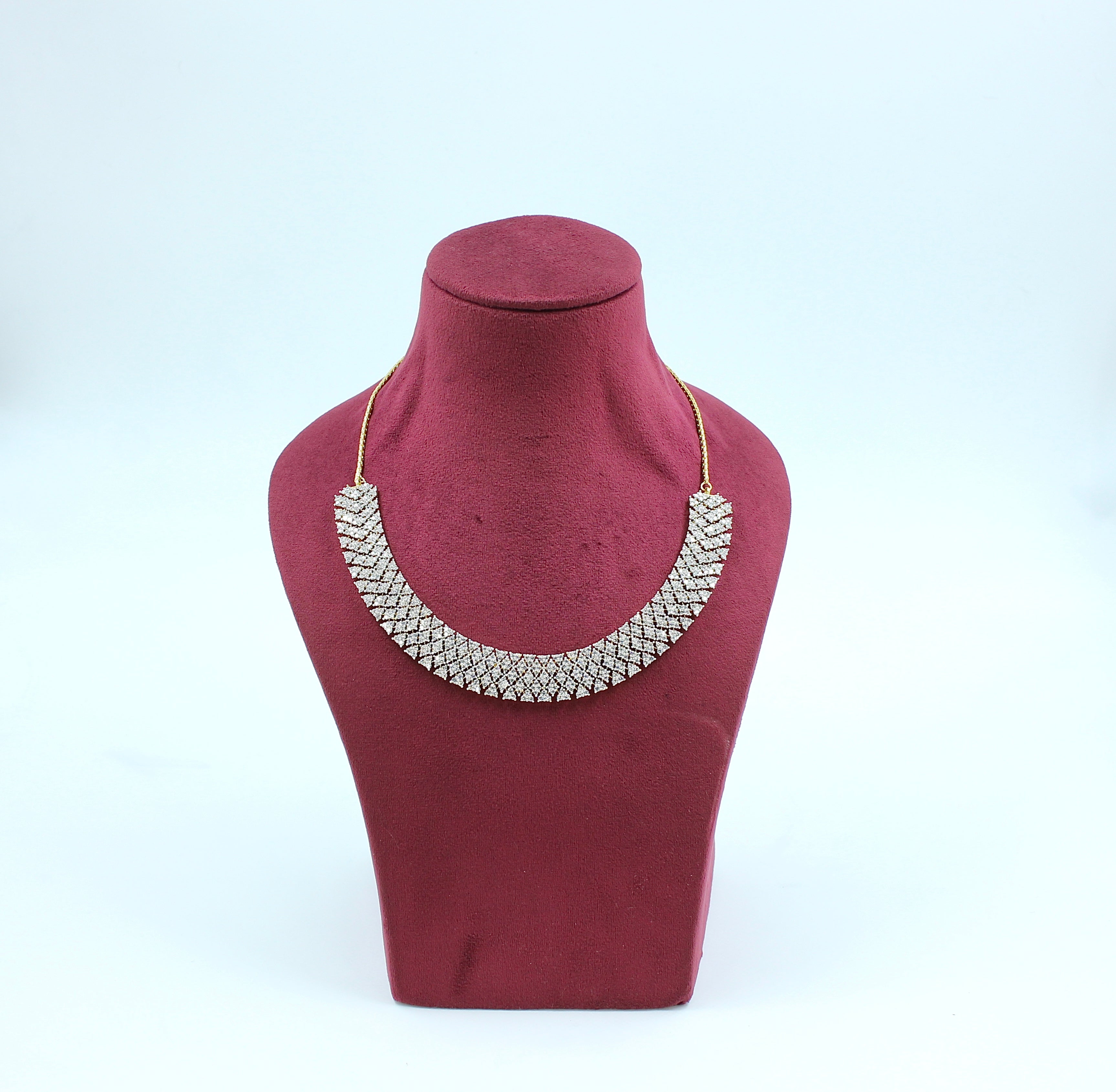 Prisha – Lattice Gleam American Diamond Necklace Set