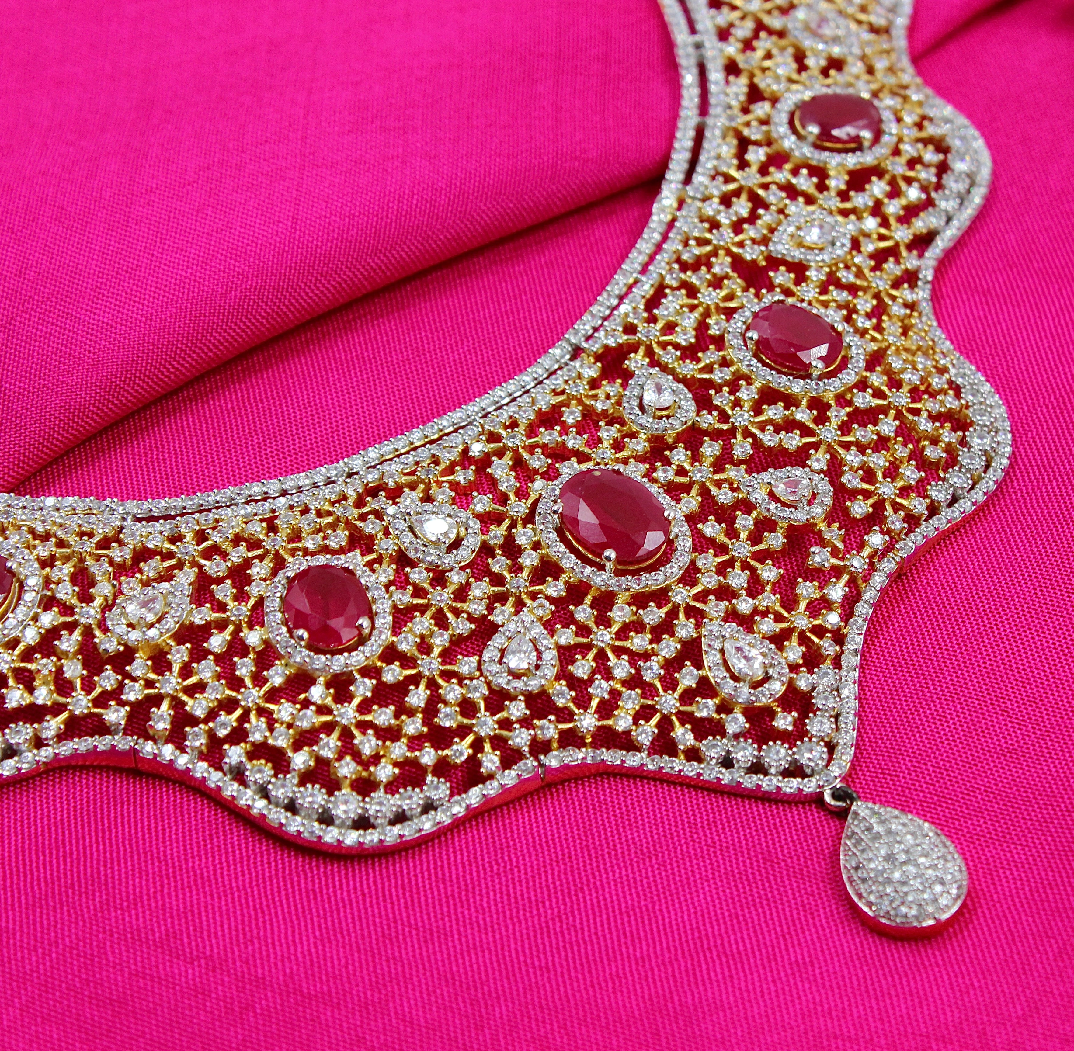 Niyara – Ruby Sparkle American Diamond Necklace Set